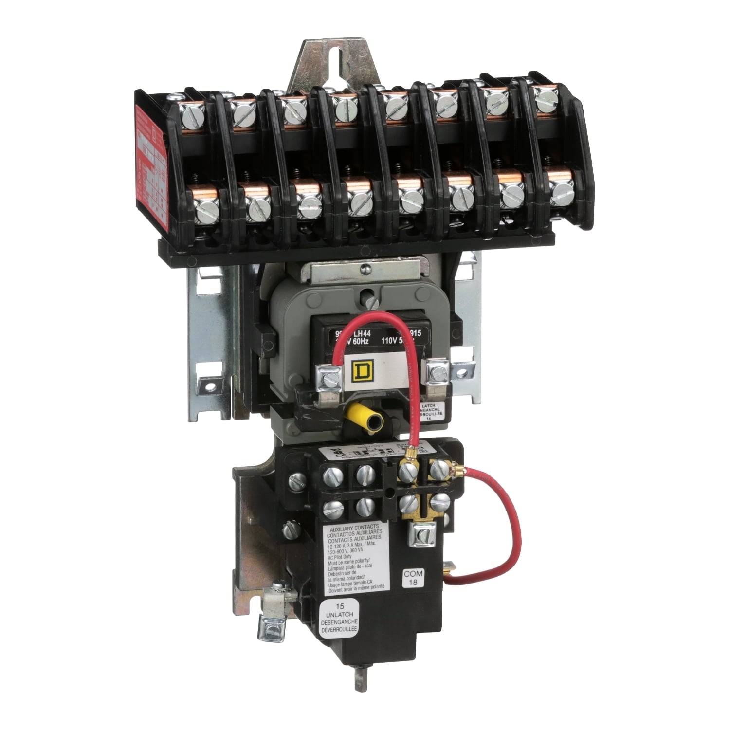 8903LXO80V02 Type LX Mechanically Held Multi-Pole Lighting Contactor, 110/120 V AC V Coil, 30 A, 8NO Contact, 8 Poles