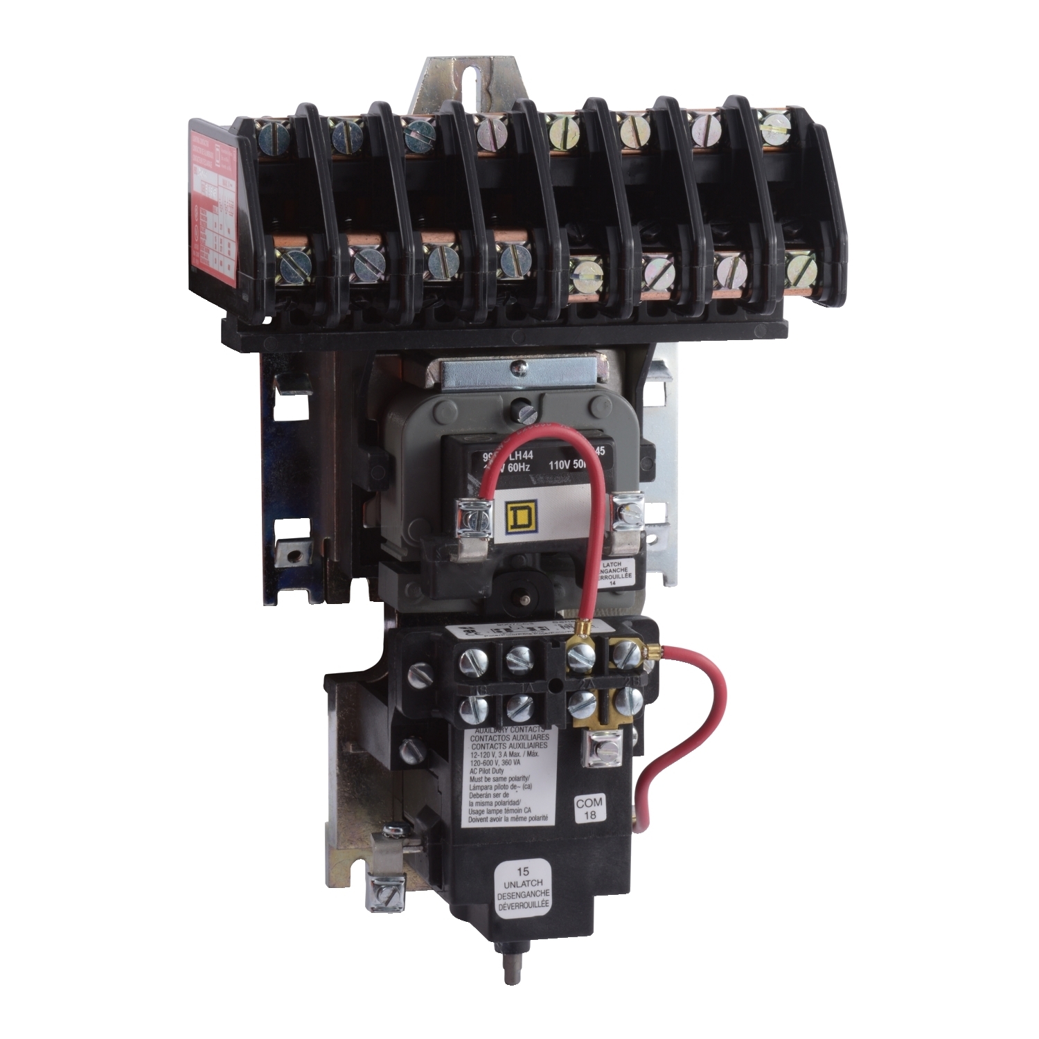 8903LXO80V04 Type LX Mechanically Held Lighting Contactor, 277 V AC V Coil, 30 A, 8NO Contact, 8 Poles