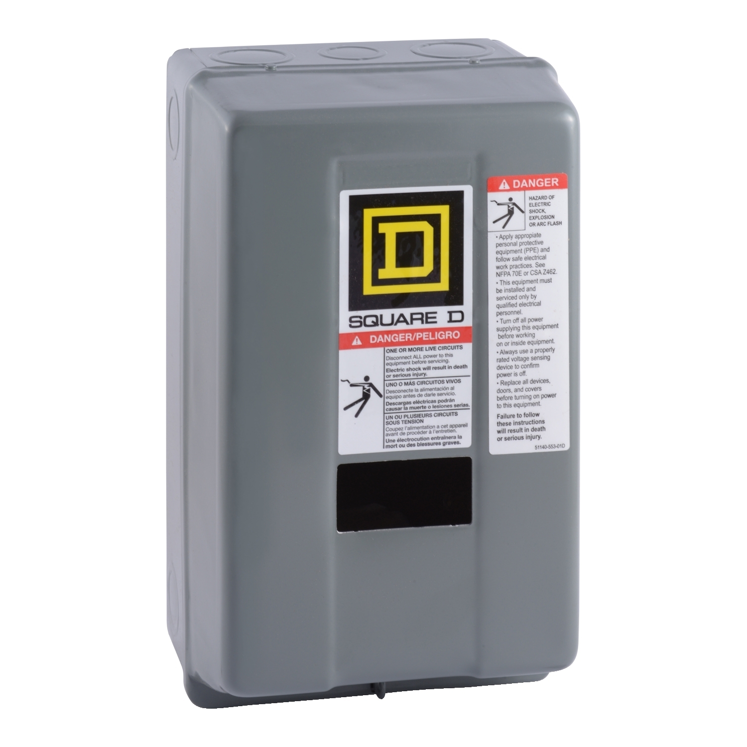 Contactor, Type S, multipole lighting, electrically held, 30A, 4 pole, 110/120VAC 50/60Hz coil, NEMA 1, +options