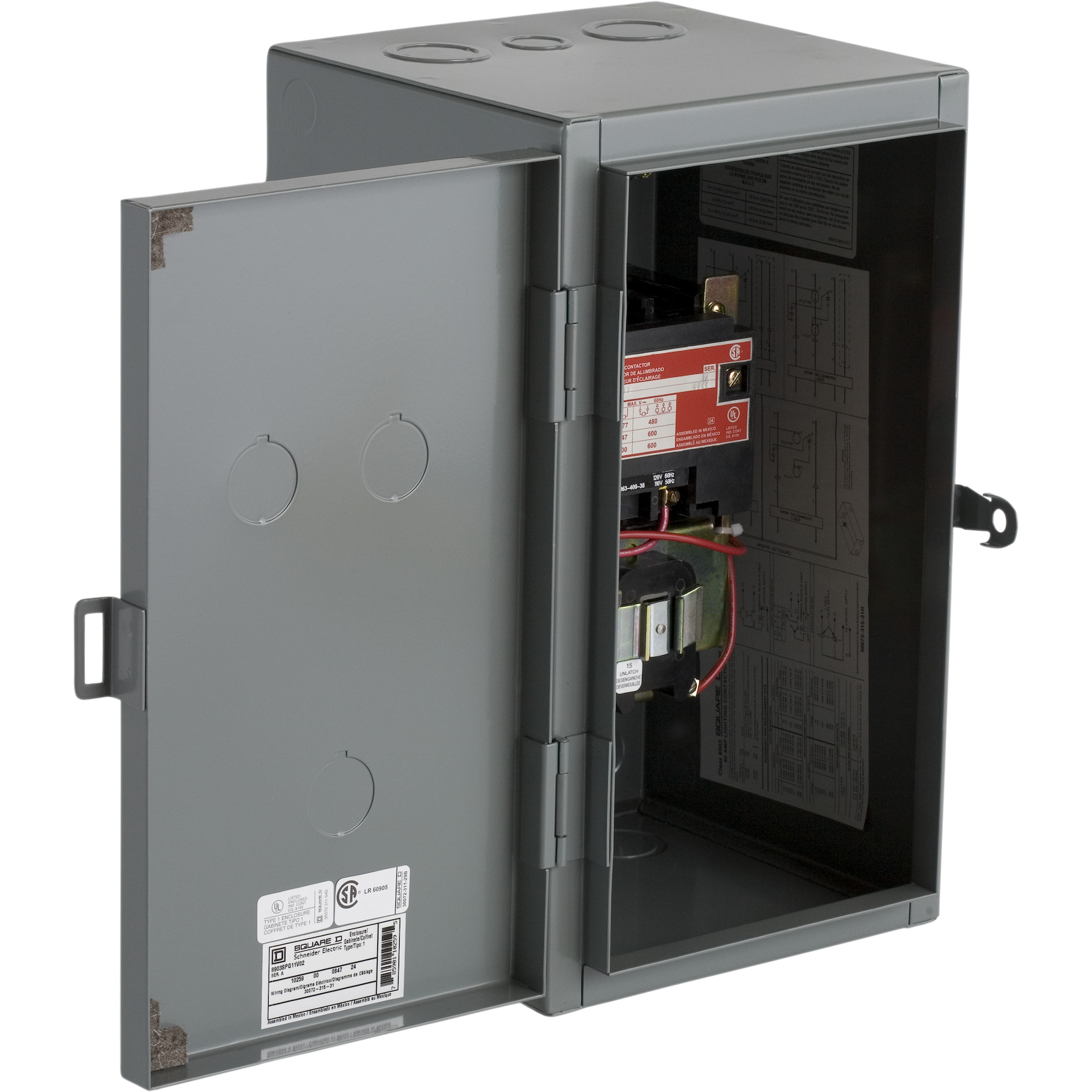 8903SPG11V02 Mechanically Held Type S Lighting Contactor, 110/120 V AC V Coil, 3 Poles