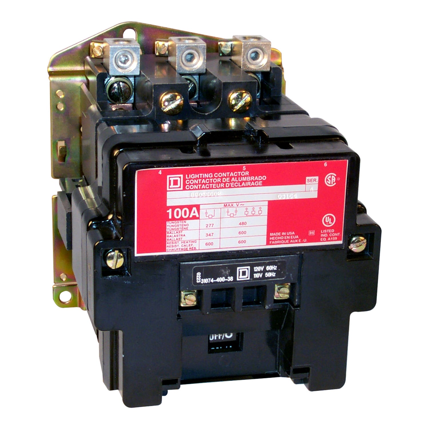 8903SPO3V02 Type S Electrically Held Multi-Pole Lighting Contactor, 110/120 V AC V Coil, 60 A, 4 Poles