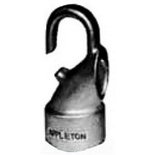 FHHF-50 Unilets Female Flexible Fixture Hanger Hook With 5/8 in Dia Wireway, For Use With Threaded Metal Rigid and IMC Conduit, 1/2 in Size, 200 lb Capacity, Malleable Iron