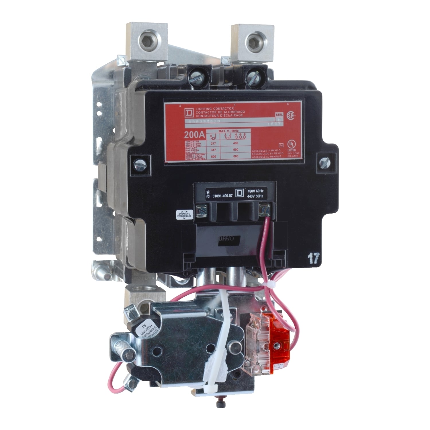8903SVO11V02 Mechanically Held Type S Lighting Contactor, 110/120 V AC V Coil, 3 Poles