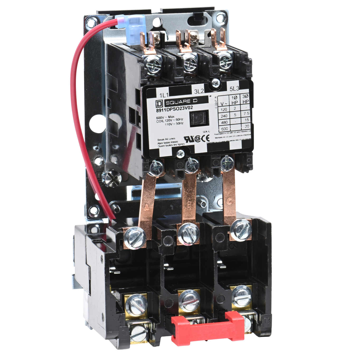8911DPSO23V02 Type DPS Definite Purpose Starter, 110/120 VAC V Coil, Non-Reversing Action, 3 Poles, Open Enclosure