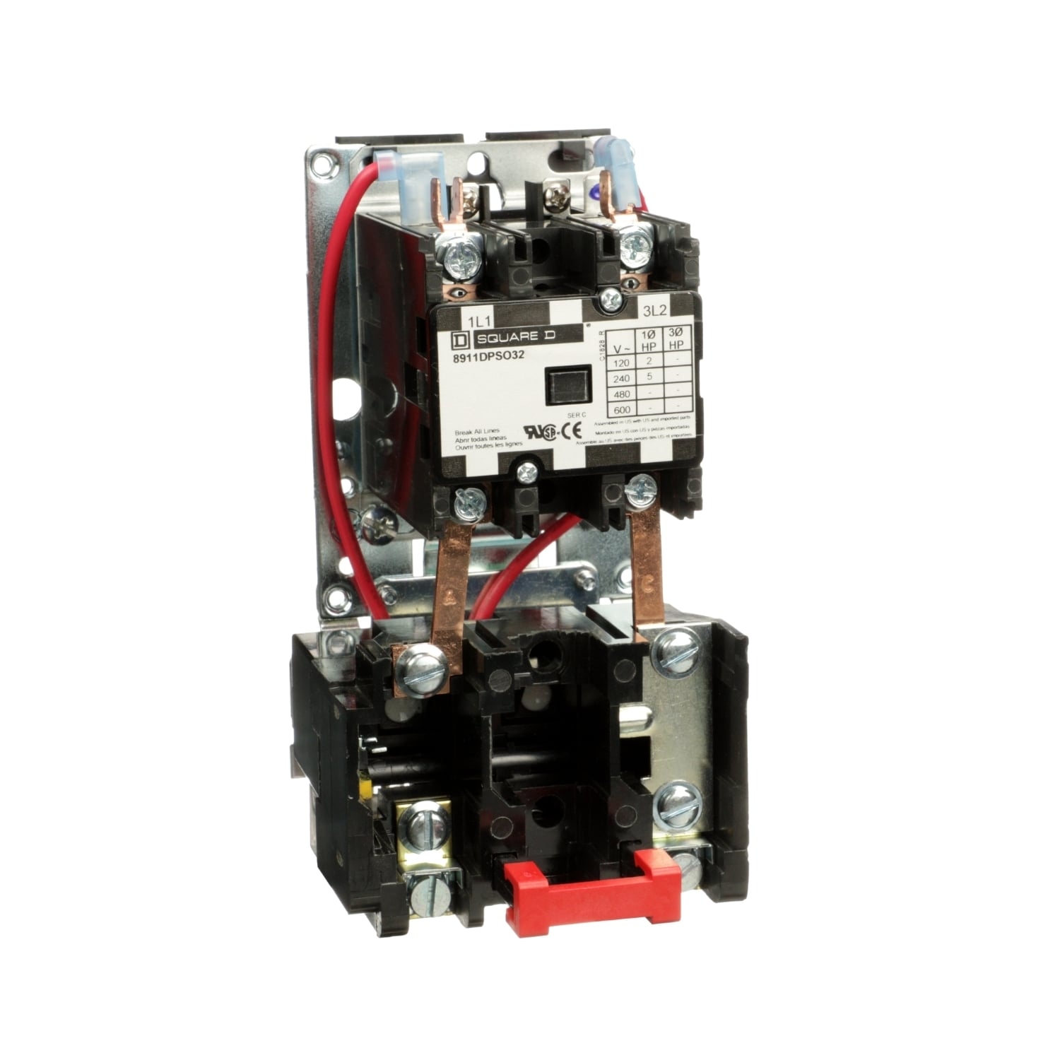 8911DPSO32V02 Type DPS Definite Purpose Starter, 110 V AC at 50 Hz/120 V AC at 60 Hz V Coil, 2 Poles, Open Enclosure