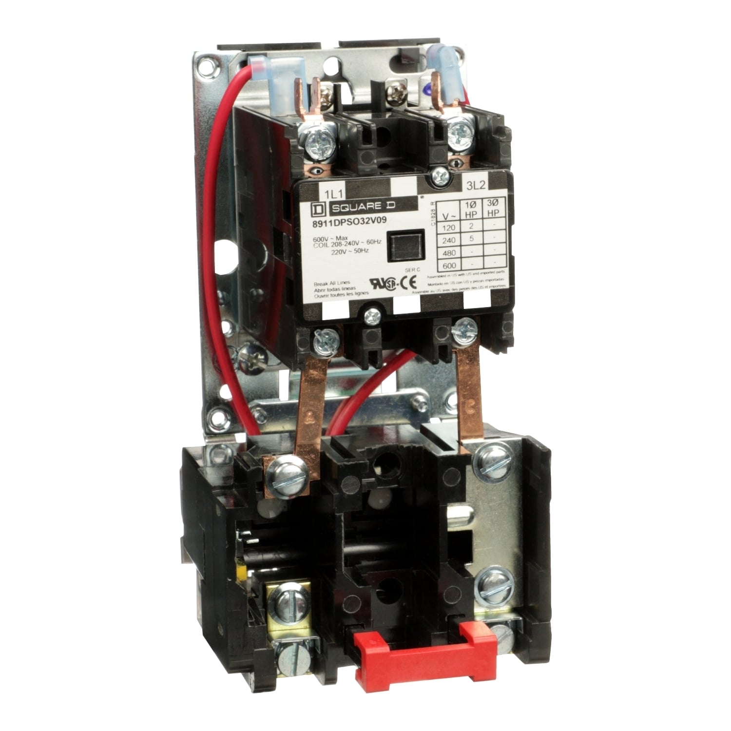 8911DPSO32V09 Type DPS Definite Purpose Starter, 208/220/240 VAC V Coil, Non-Reversing Action, 2 Poles, Open Enclosure
