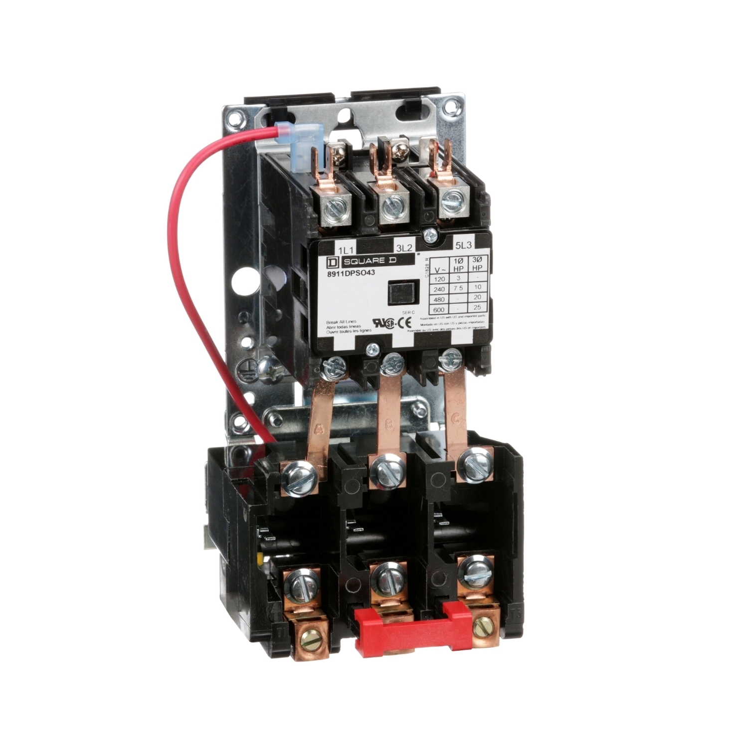 8911DPSO43V02 Type DPS Definite Purpose Starter, 110 V AC at 50 Hz, 120 V AC at 60 Hz V Coil, 3 Poles, Open Enclosure