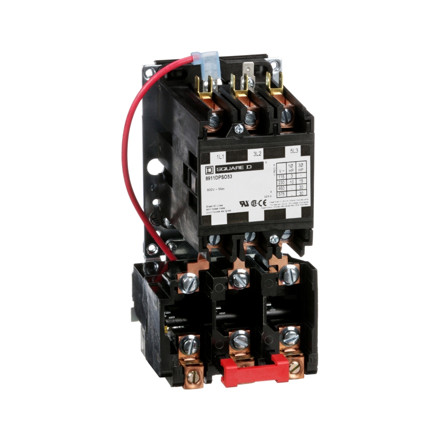 8911DPSO53V09 Type DPS Definite Purpose Starter, 220 V AC at 50 Hz/208/240 V AC at 60 Hz V Coil, 3 Poles, Open Enclosure