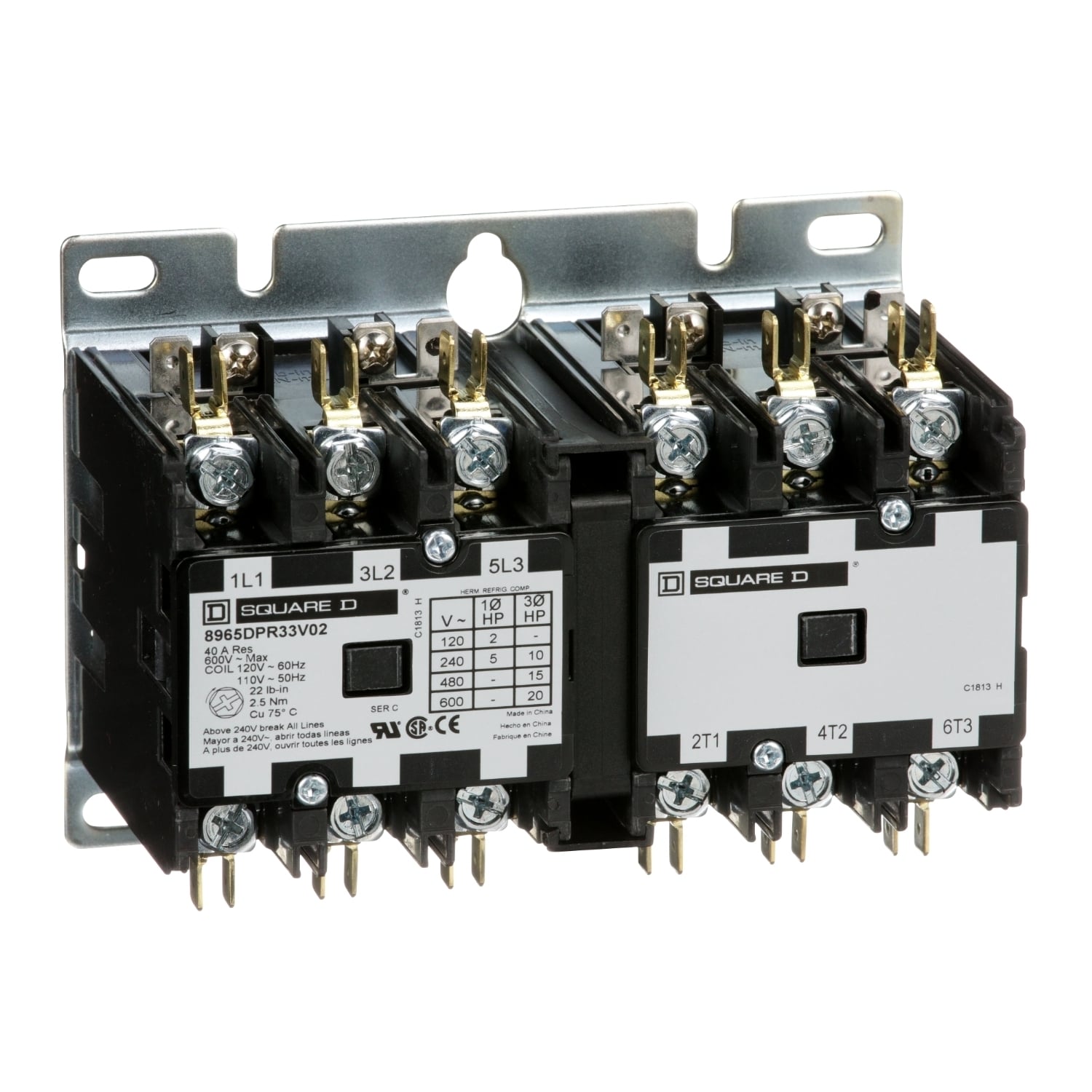 8965DPR33V02 3-Phase Hoist Contactor, 110/120 V AC V Coil, 30 A, 3 Poles