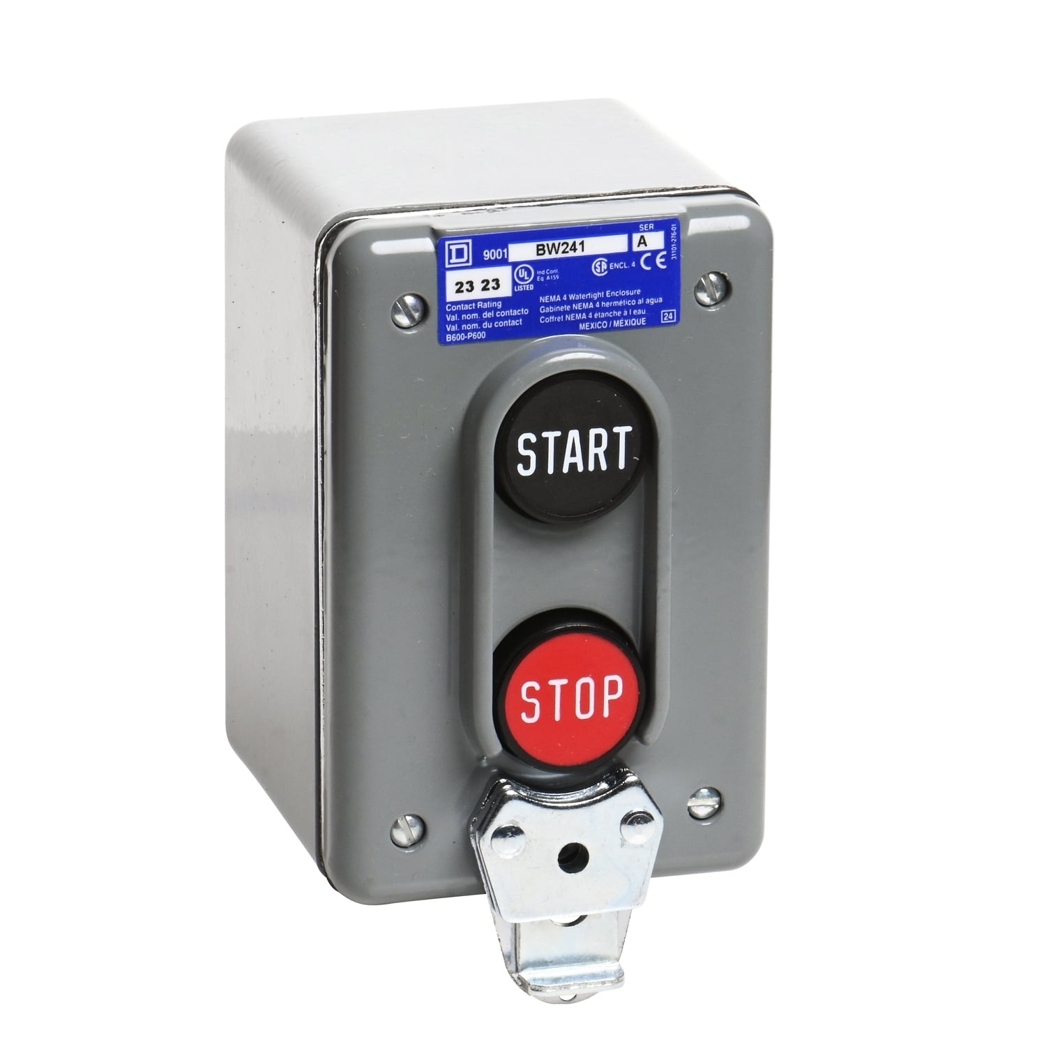 9001BW241 Harmony Type BW Control Station, 600 V AC, 5 A, 1NO-1NC Contact, 2 Operators, NEMA 4 NEMA Rating