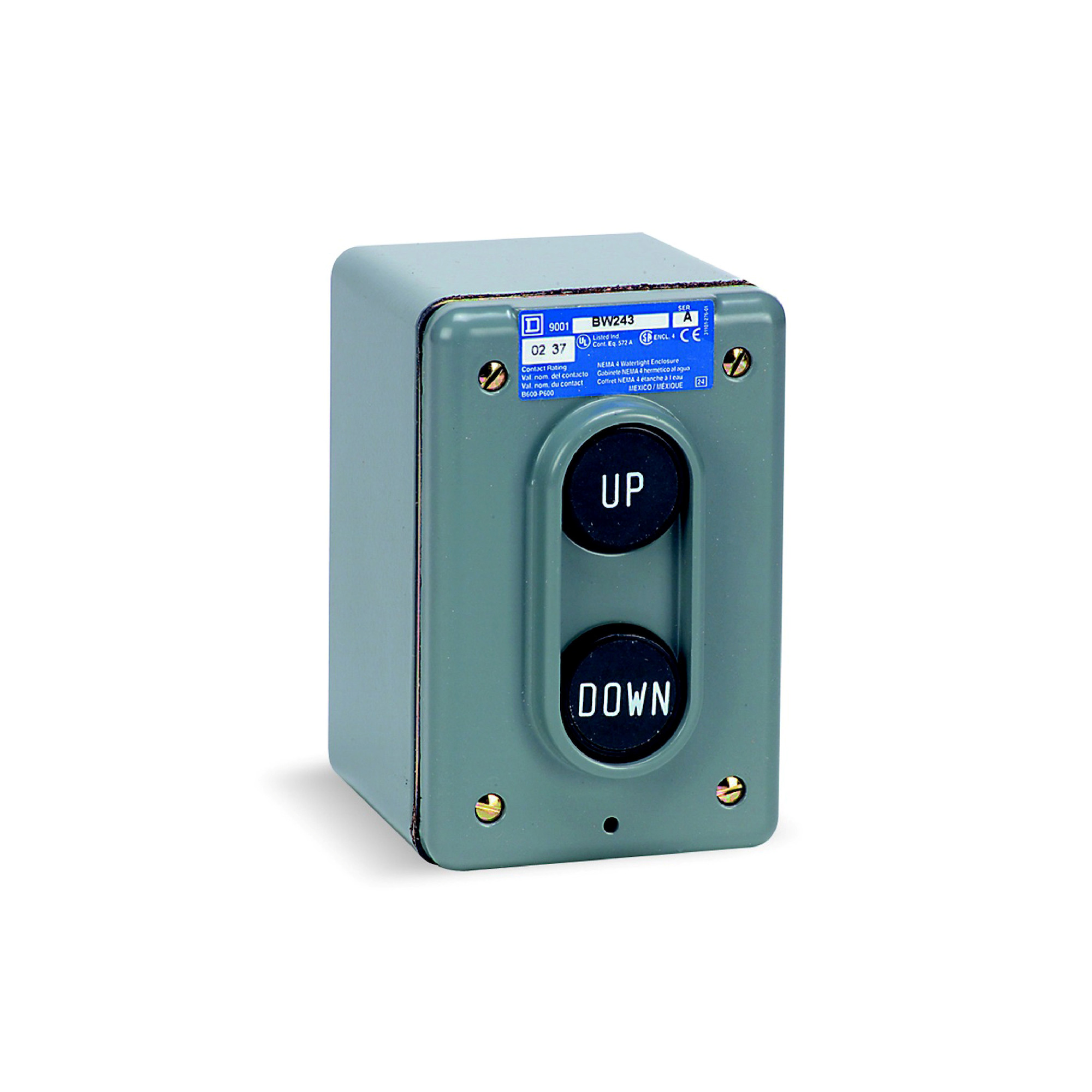 9001BW243 Complete Control Station, 600 V AC, 5 A, 2NO Contact, 2 Operators, NEMA 4 Rating