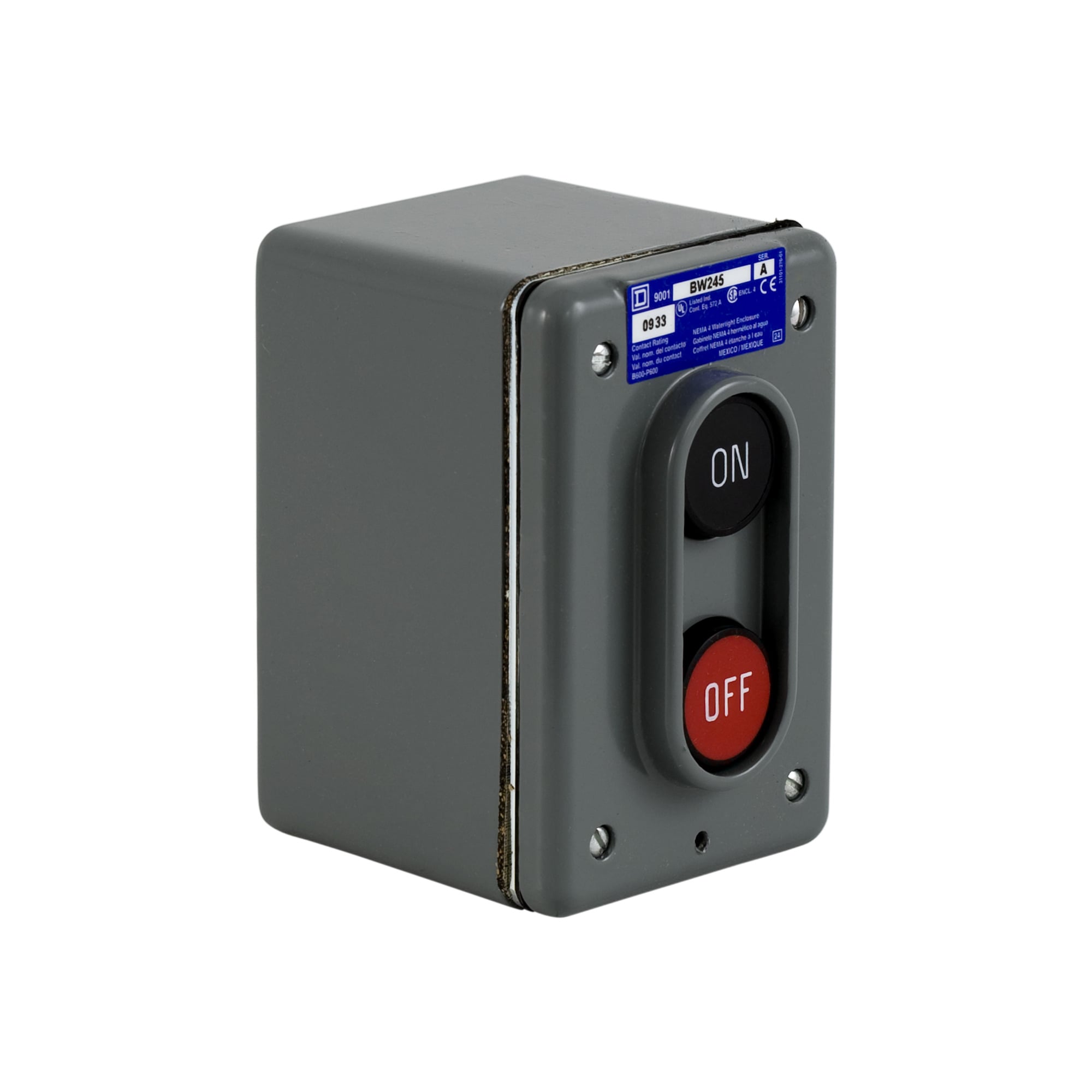 9001BW245 Harmony Complete Control Station, 600 V AC, 0.6/0.75/1.5/3.75 A, 1NO-1NC Contact, 1 Operators, 1/4 NEMA Rating