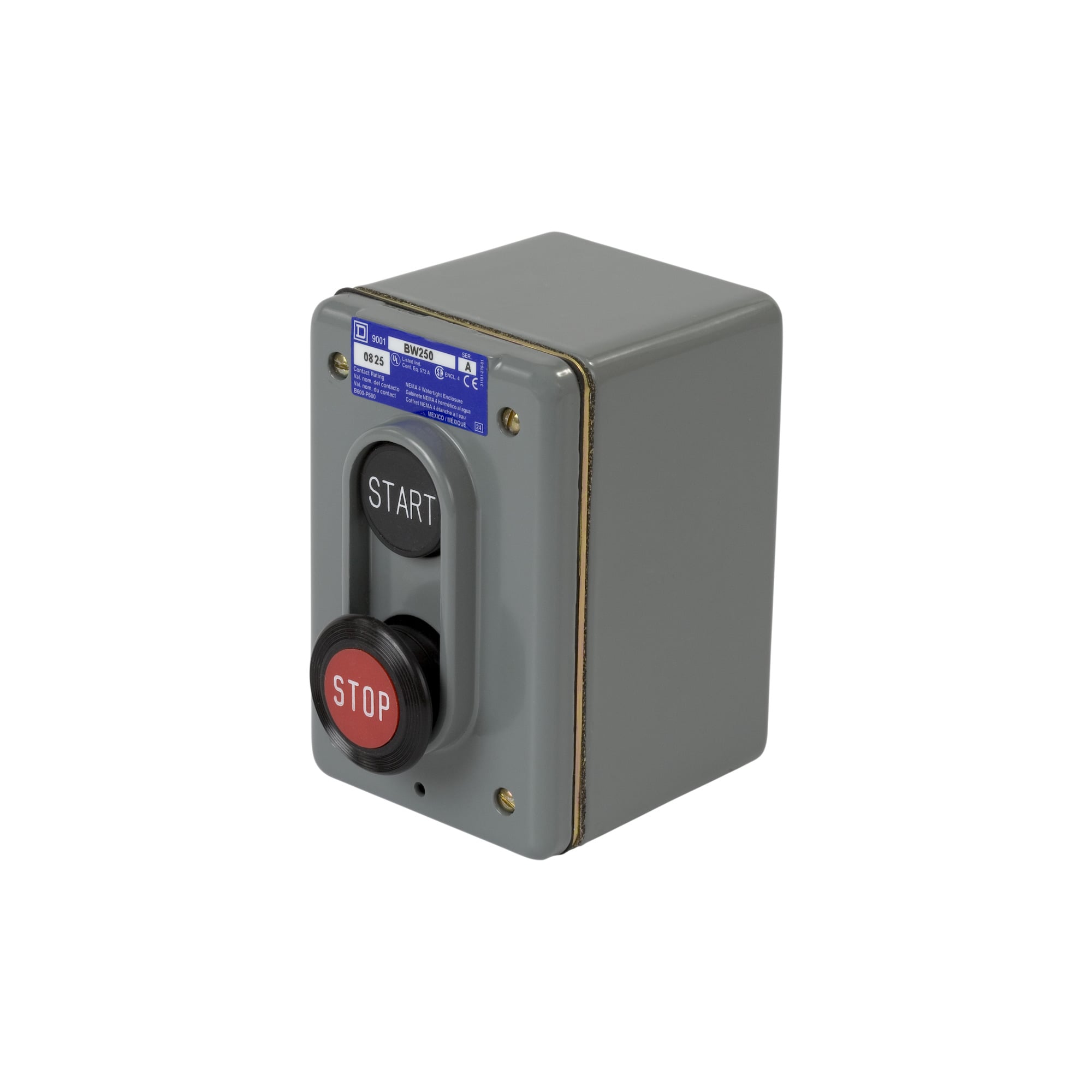 9001BW250 Harmony Complete Control Station, 600 V AC, 0.6/0.75/1.5/3.75 A, 1NO-1NC Contact, 1 Operators, 1/4 NEMA Rating