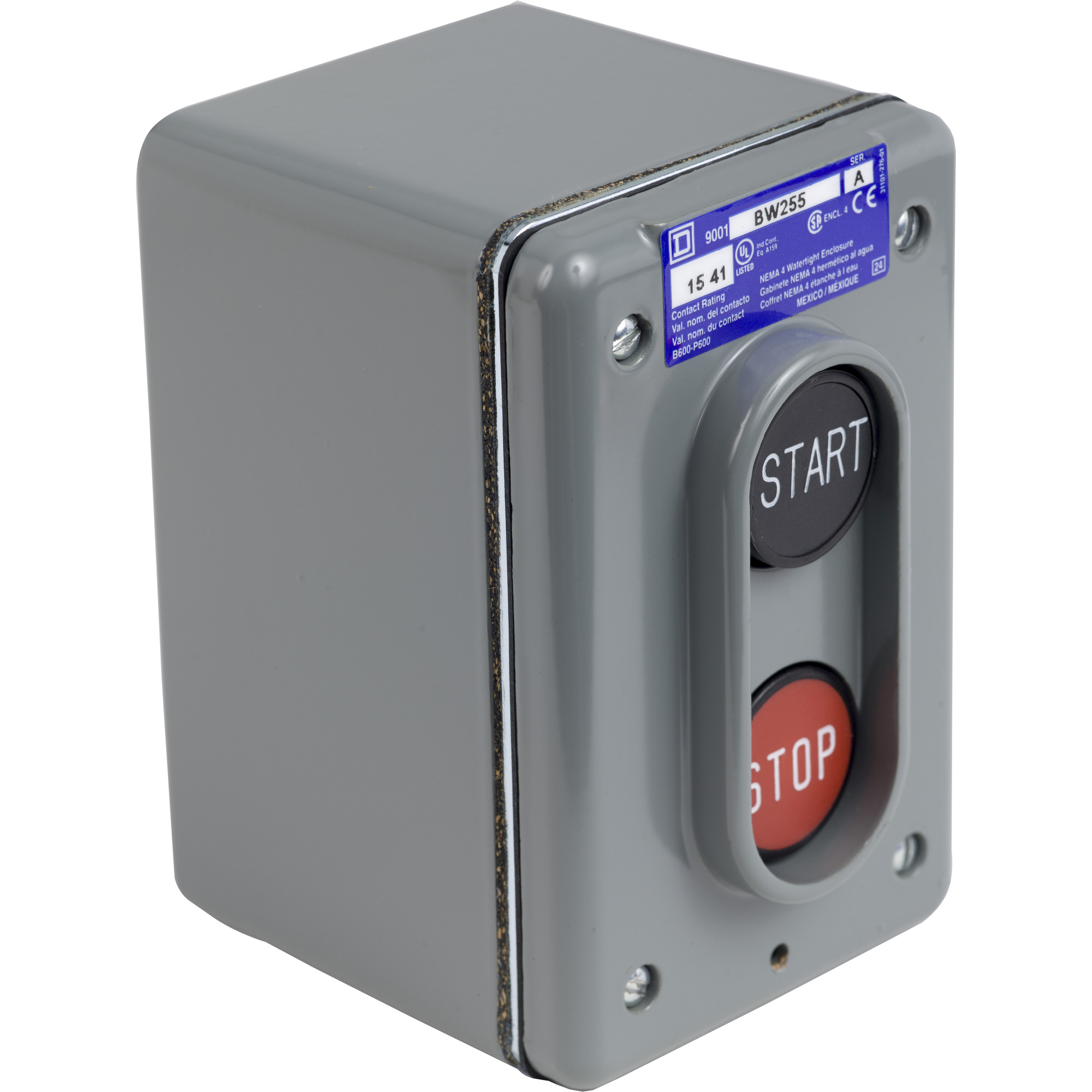 9001BW255 Harmony Complete Push Button Control Station, 600 V AC, 5 A, 2NO Contact, 2 Operators, NEMA 4 Rating