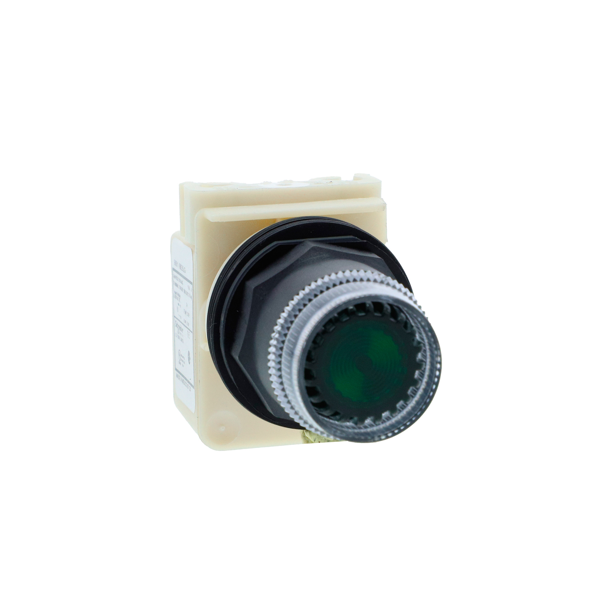 9001K1L35LGG Harmony Type K Dusttight/Oiltight/Watertight Heavy Duty Round Illuminated Pushbutton Operator With Plastic Full Guard, 30 mm, SPDT Contact, Flush Operator, Momentary Contact, Green