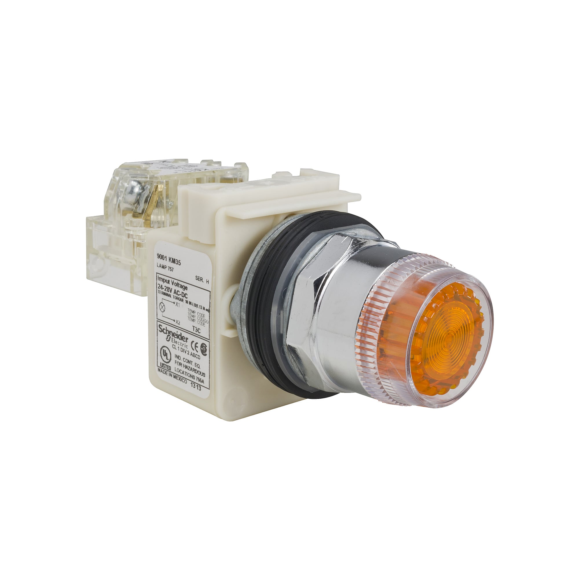9001K1L38LGG Harmony Type K Dusttight/Oiltight/Watertight Heavy Duty Round Illuminated Pushbutton Operator With Metal Full Guard, 30 mm, SPDT Contact, Flush Operator, Momentary Contact, Green