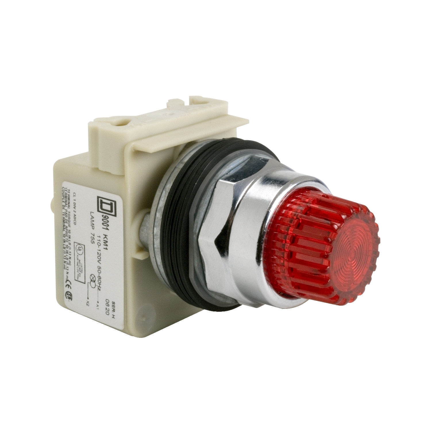 9001K2L35LRR Harmony Type K Dusttight/Oiltight/Watertight Heavy Duty Round Illuminated Pushbutton Operator, 30 mm, SPDT Contact, Momentary Contact, Red