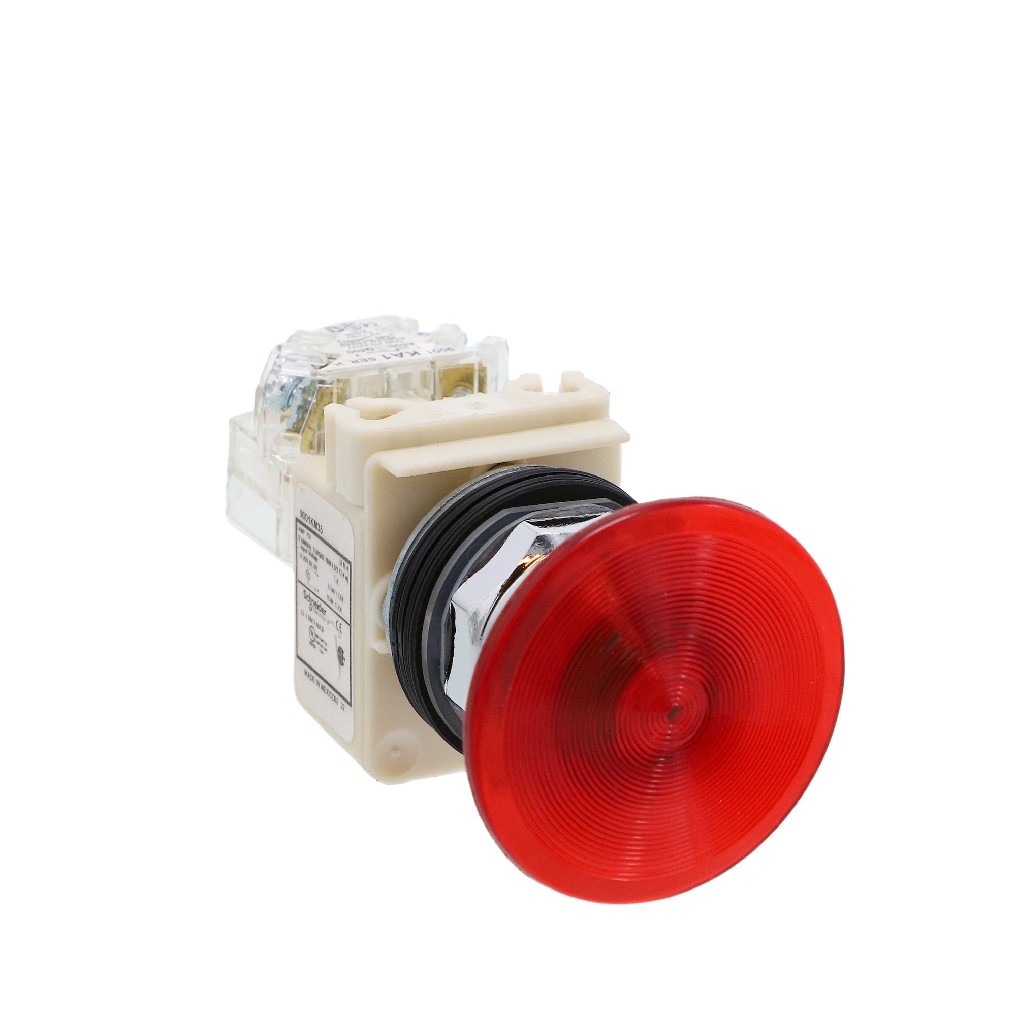 9001K2L35R21H13 Harmony Type T-K Standard Illuminated Pushbutton, 30 mm, 1CO Contact, Mushroom Head Operator, Red