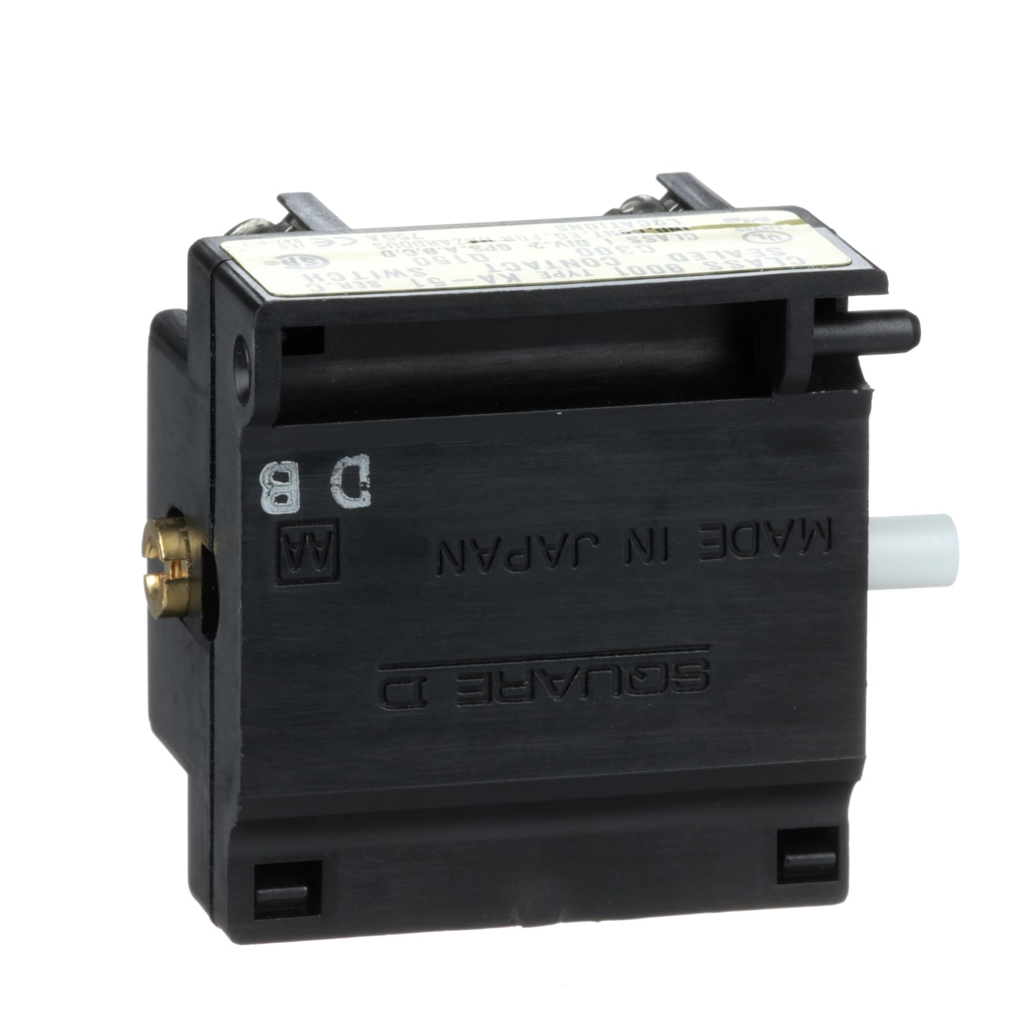 9001KA51 Harmony Contact Block With Protected Terminal, 30 mm, 1NO-1NC Contact, 3 A at 240 V AC/115 V DC Contact, Silver Alloy Contact, Momentary Action, Black
