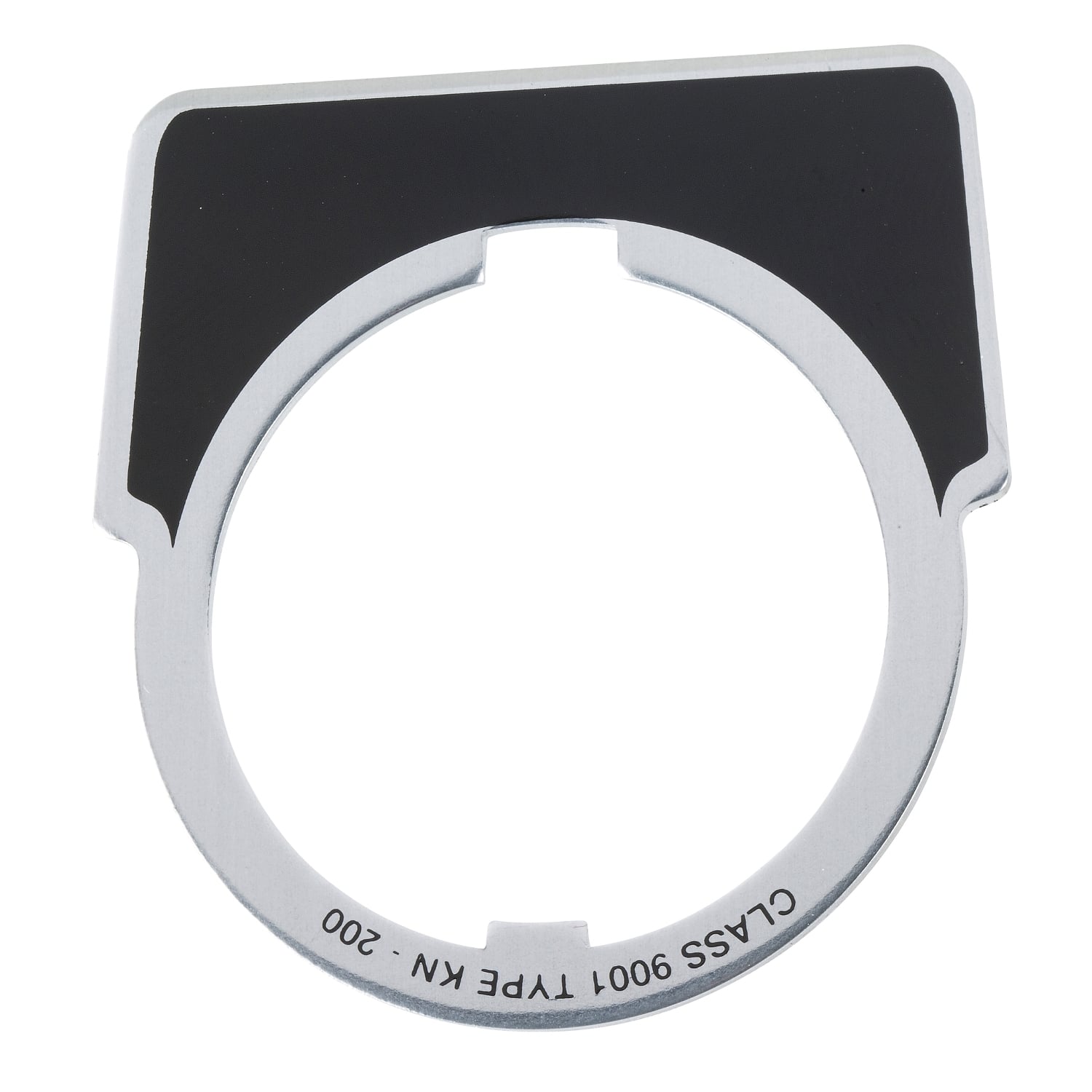 9001KN200 Harmony Blank Unmarked Legend Plate, 1.9 in H x 2.3 in W, Half Round Plate, Aluminum, Black Field