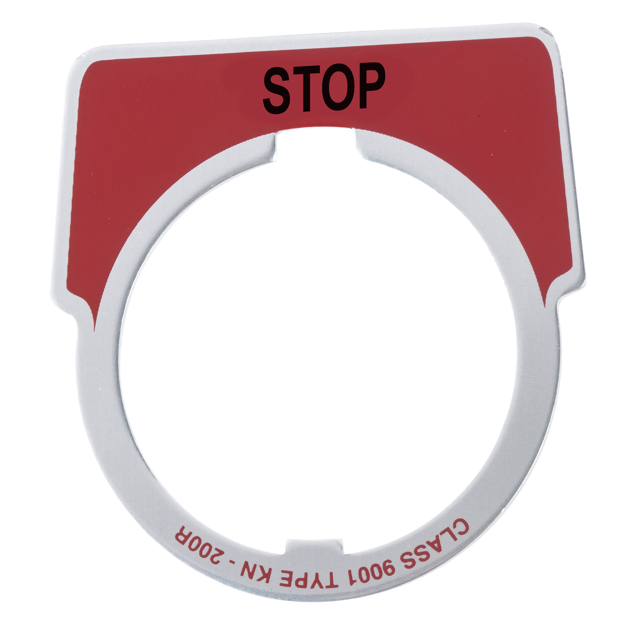 9001KN202RP Harmony Pushbutton Legend Plate, 40 mm H x 43 mm W, Square Plate, Plastic, Red Field