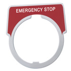 30mm Push Button, Type K, aluminum legend plate, red, marked EMERGENCY STOP