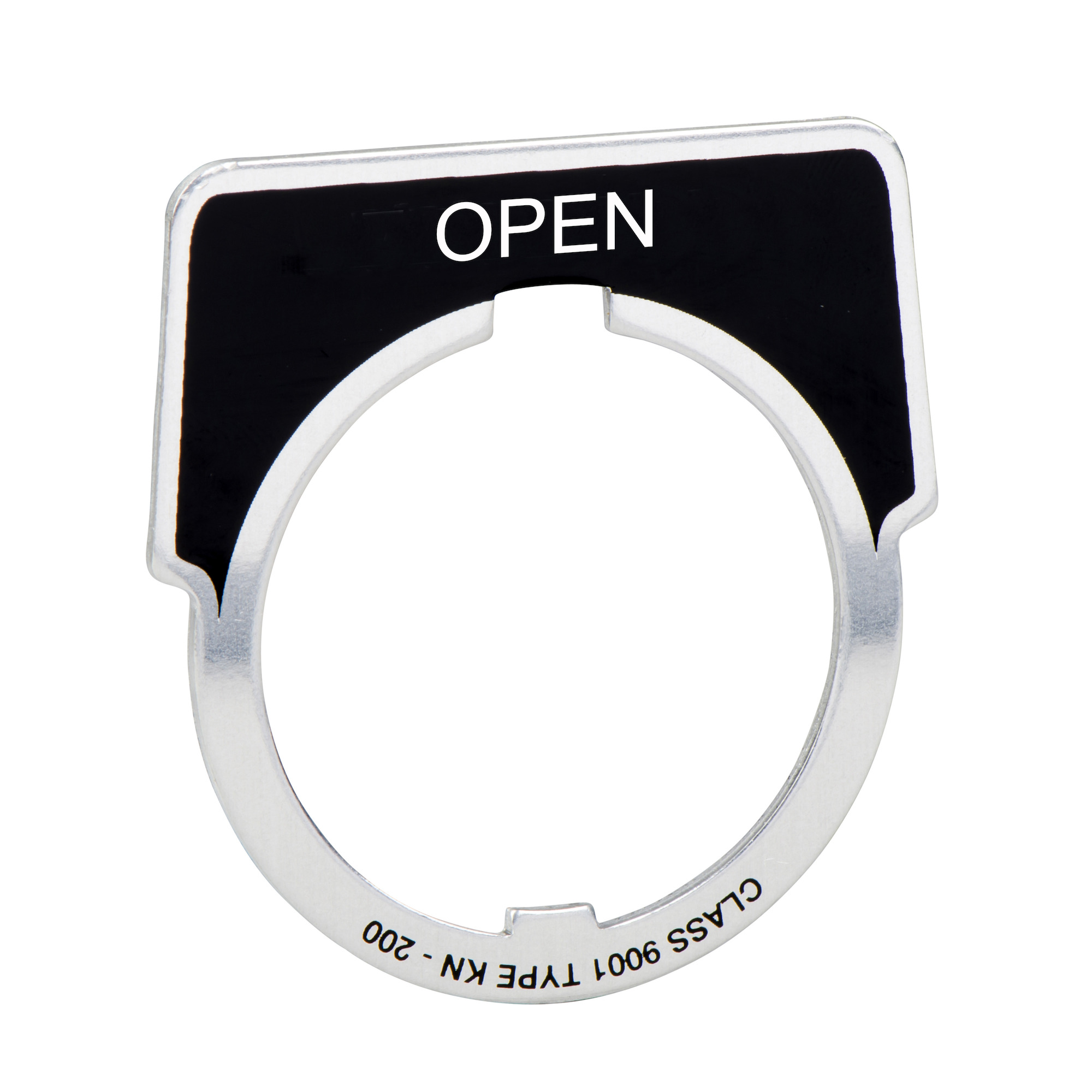 9001KN209 Harmony Legend Plate, 1.9 in H x 2.3 in W, Half Round Plate, Aluminum, Black Field