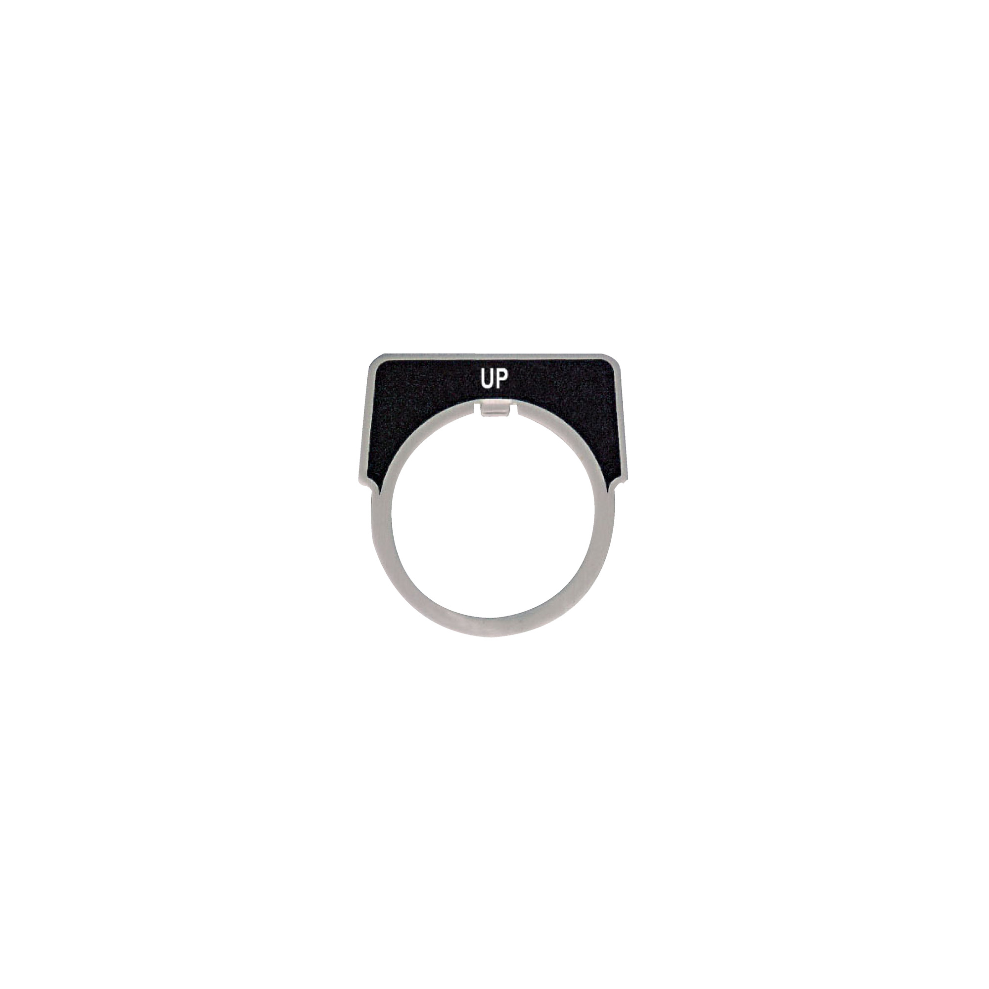 9001KN211 Harmony Standard Legend Plate, 43 mm H x 40 mm W, Half Round Plate, Aluminum, Black Field