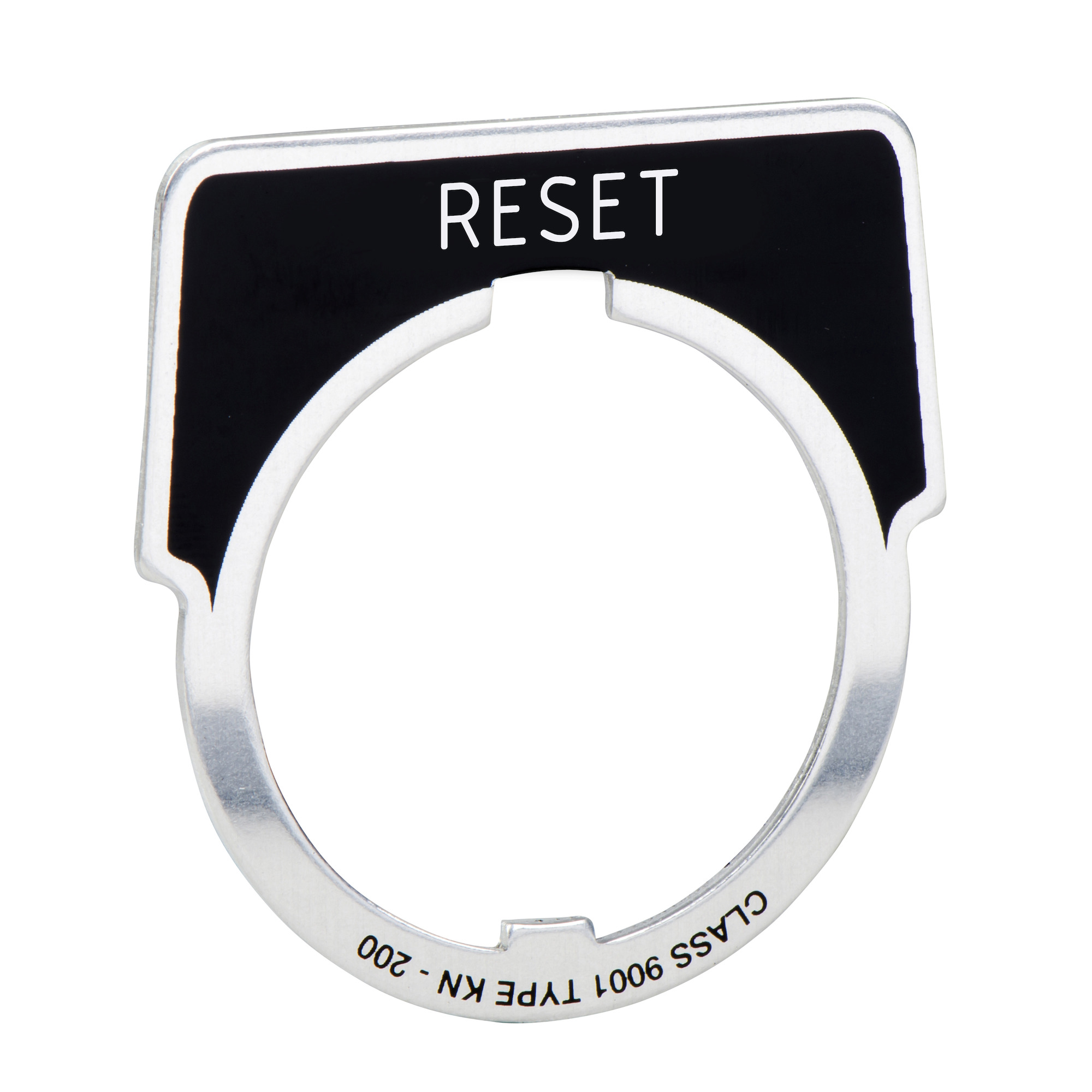 9001KN223 Harmony Standard Legend Plate, 43 mm H x 40 mm W, Half Round Plate, Aluminum, Black Field