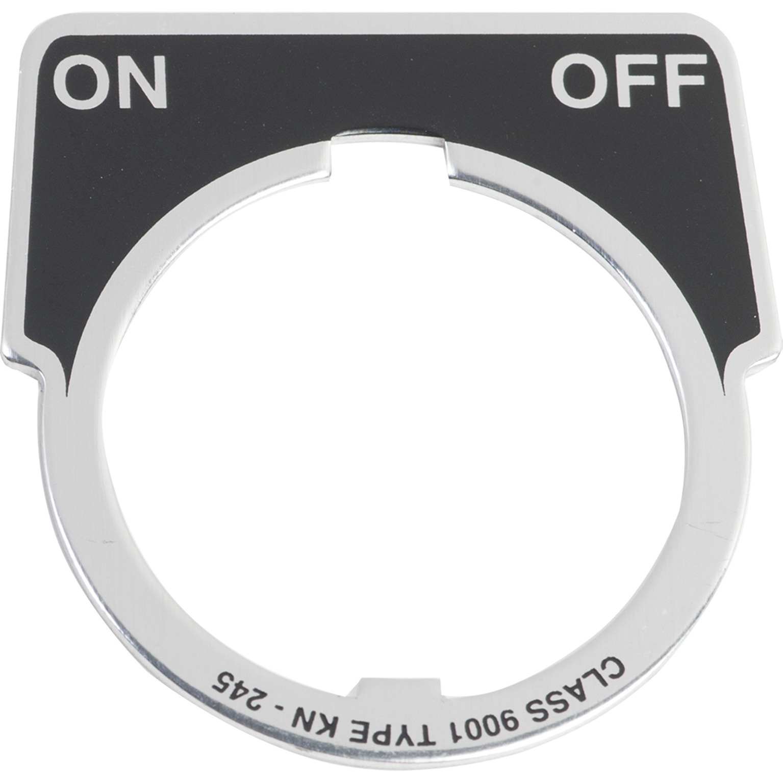 9001KN245 Harmony Legend Plate, 1.9 in H x 2.3 in W, Half Round Plate, Aluminum, Black Field