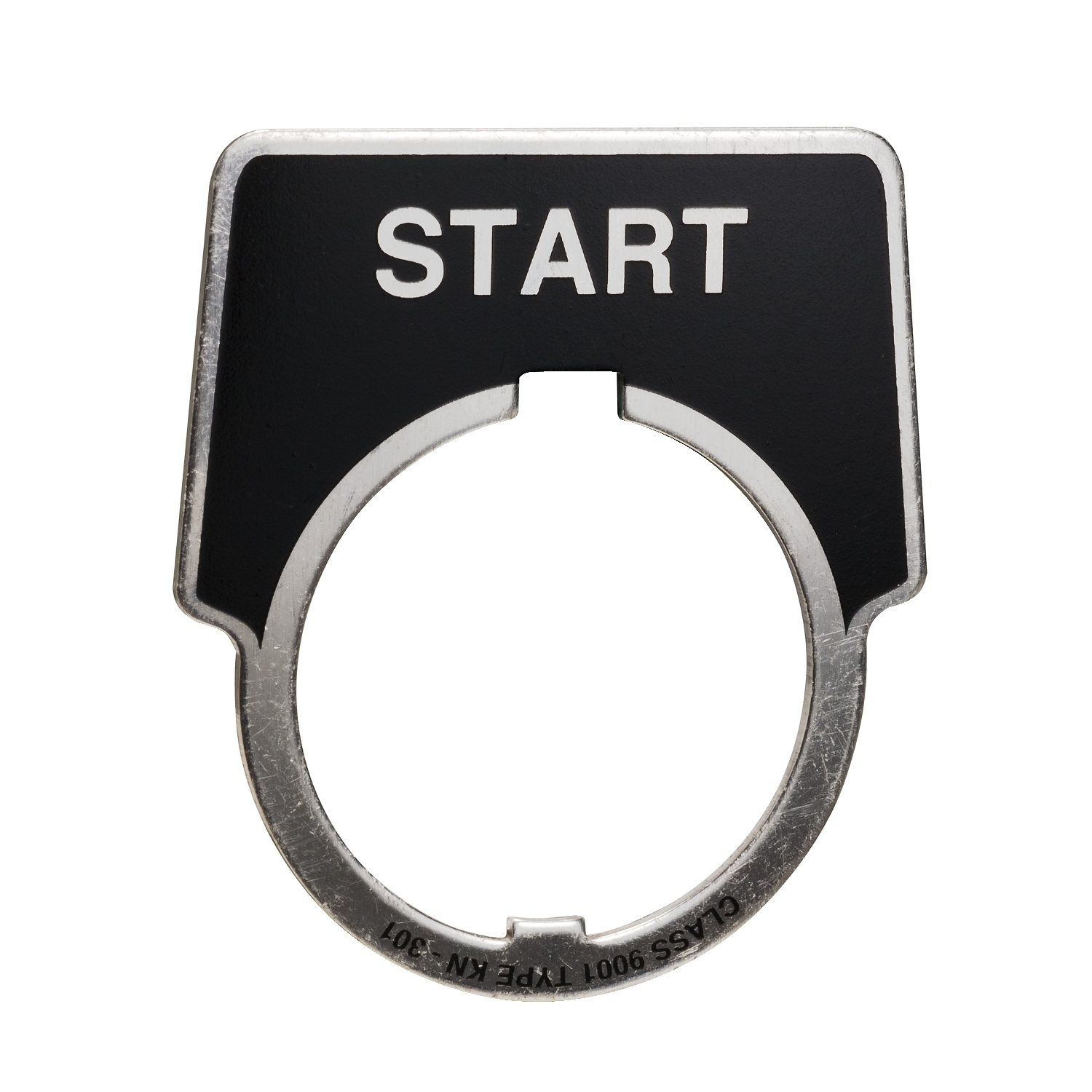 9001KN299 Harmony Pushbutton Legend Plate, 44 mm H x 50 mm W, Aluminum, Black Field