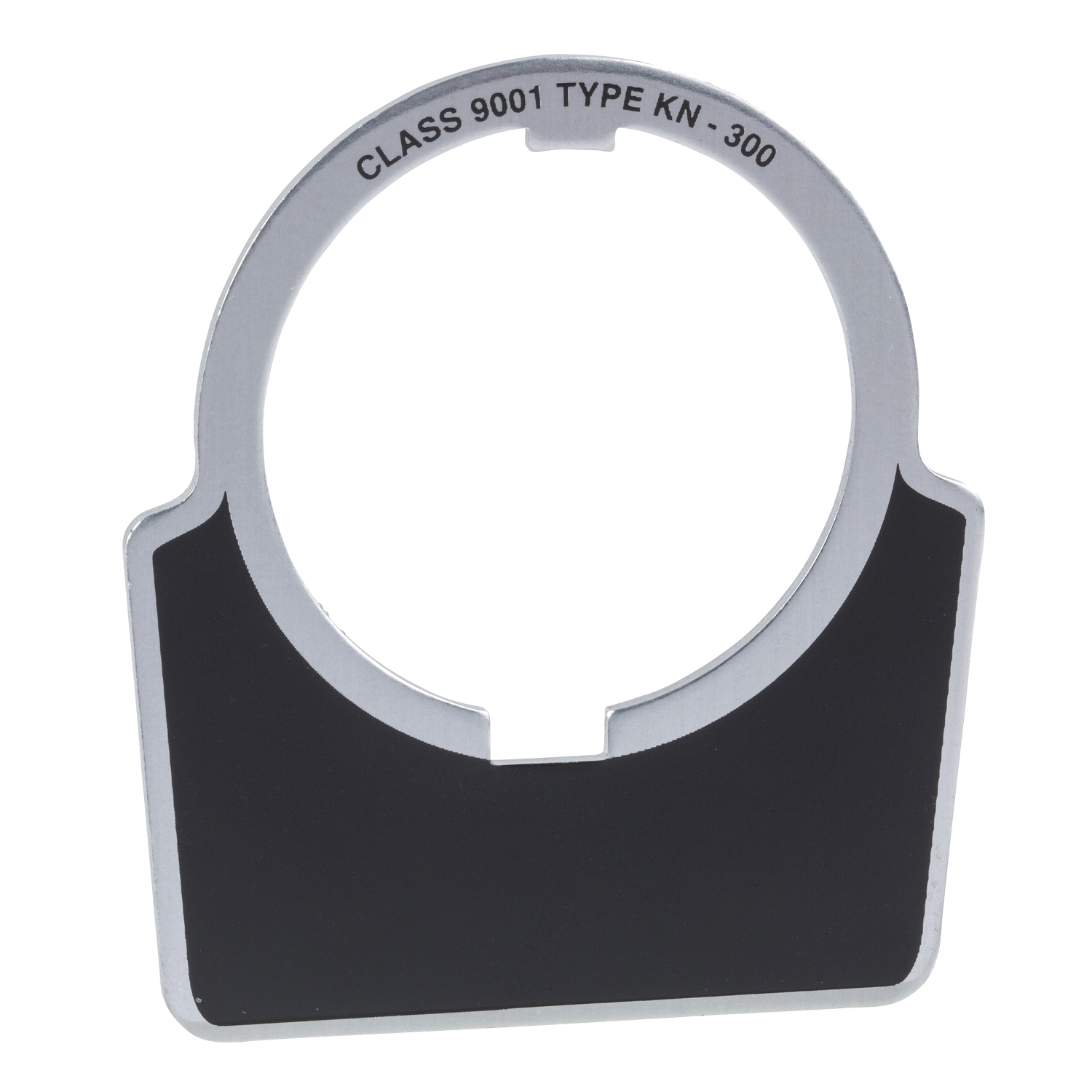 9001KN300 Harmony Blank Legend Plate, 1.9 in H x 2.3 in W, Half Round Plate, Aluminum, Black Field