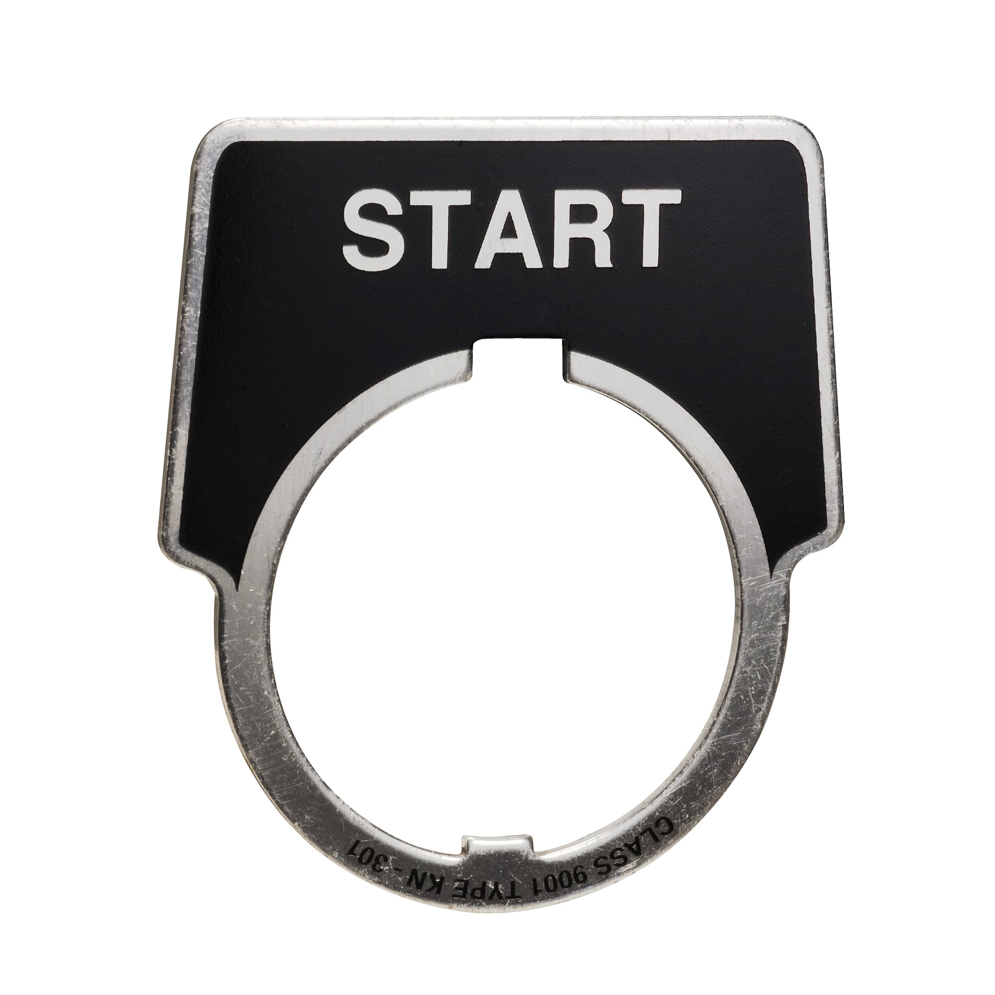 9001KN301 Harmony Legend Plate, 1.9 in H x 2.3 in W, Half Round Plate, Aluminum, Black Field
