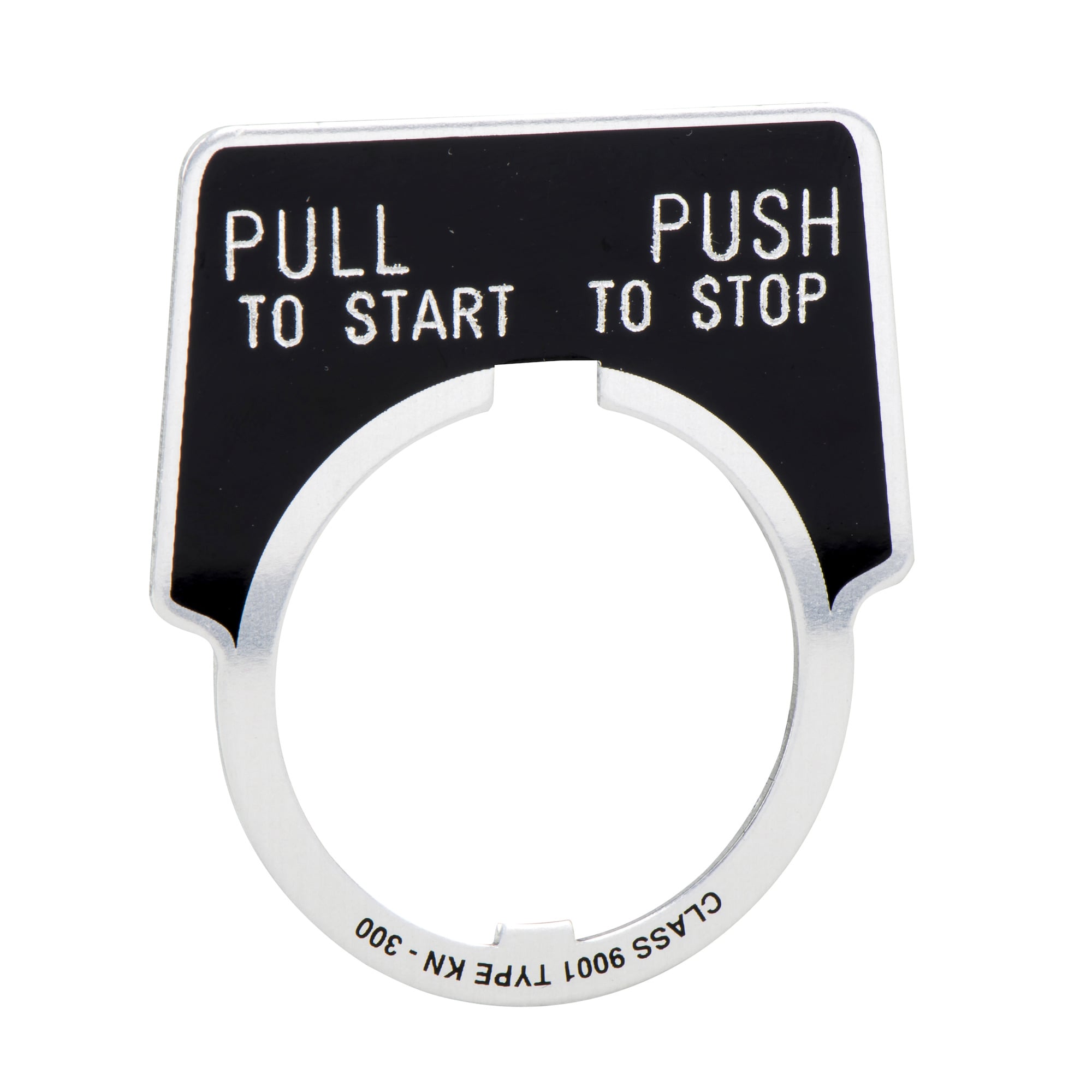 9001KN379 Harmony Legend Plate, 1.9 in H x 2.3 in W, Half Round Plate, Aluminum, Black Field