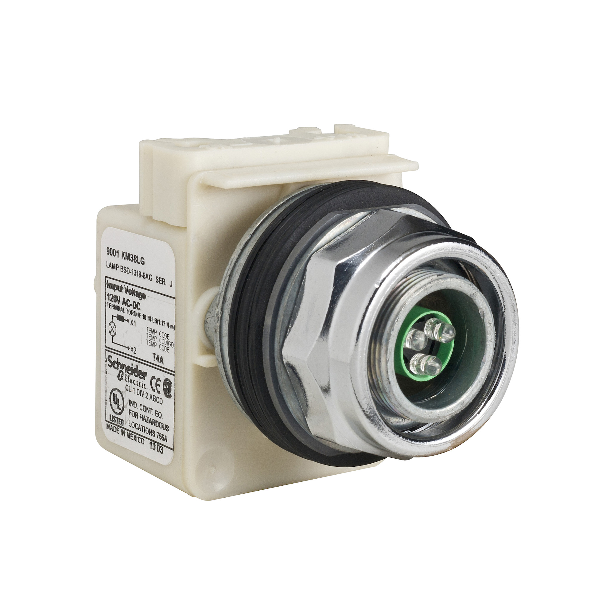 9001KP38LG Harmony Type K Standard Pilot Light, 120 V AC/DC, 1.4 VA, Round Lens, Panel Mount