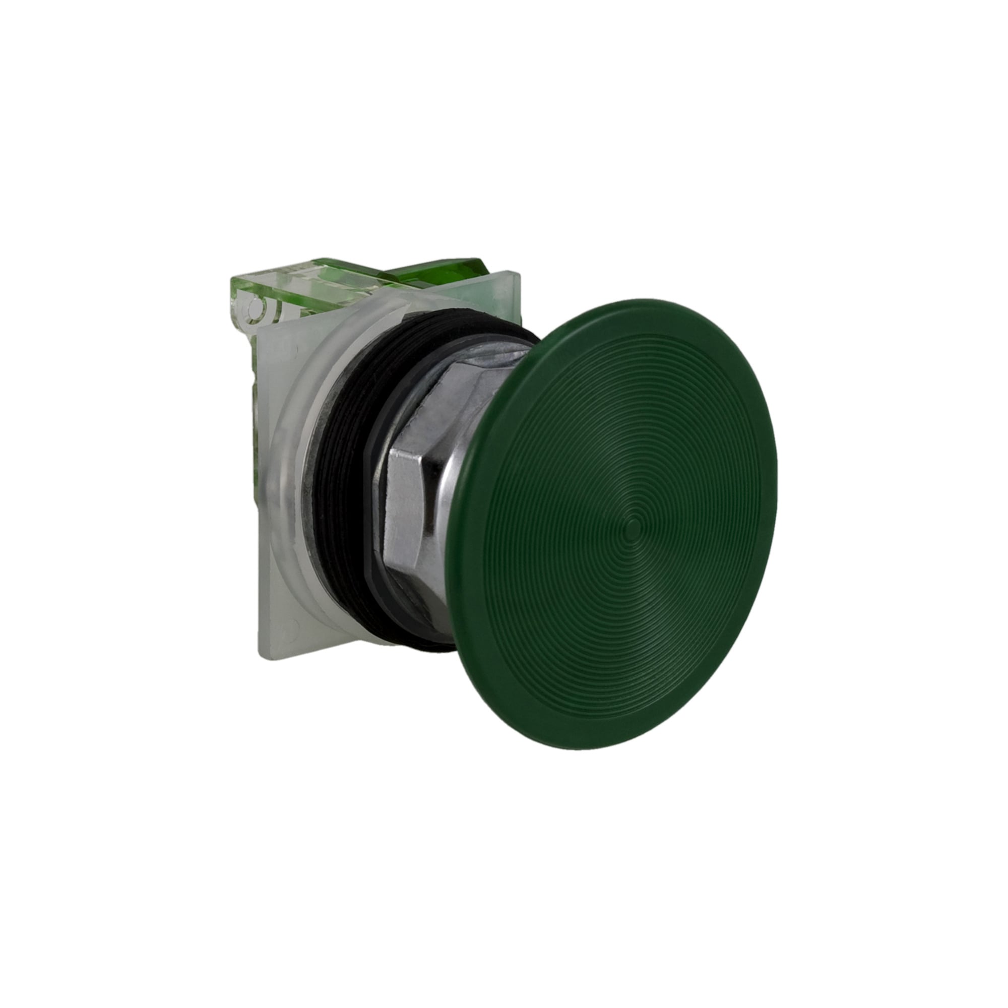 9001KR5GH5 Harmony Type K Heavy Duty Dusttight/Oiltight/Watertight Mechanically Interlocked Non-Illuminated Pushbutton, 30 mm, 1NO Contact, Slow Break Contact, Green