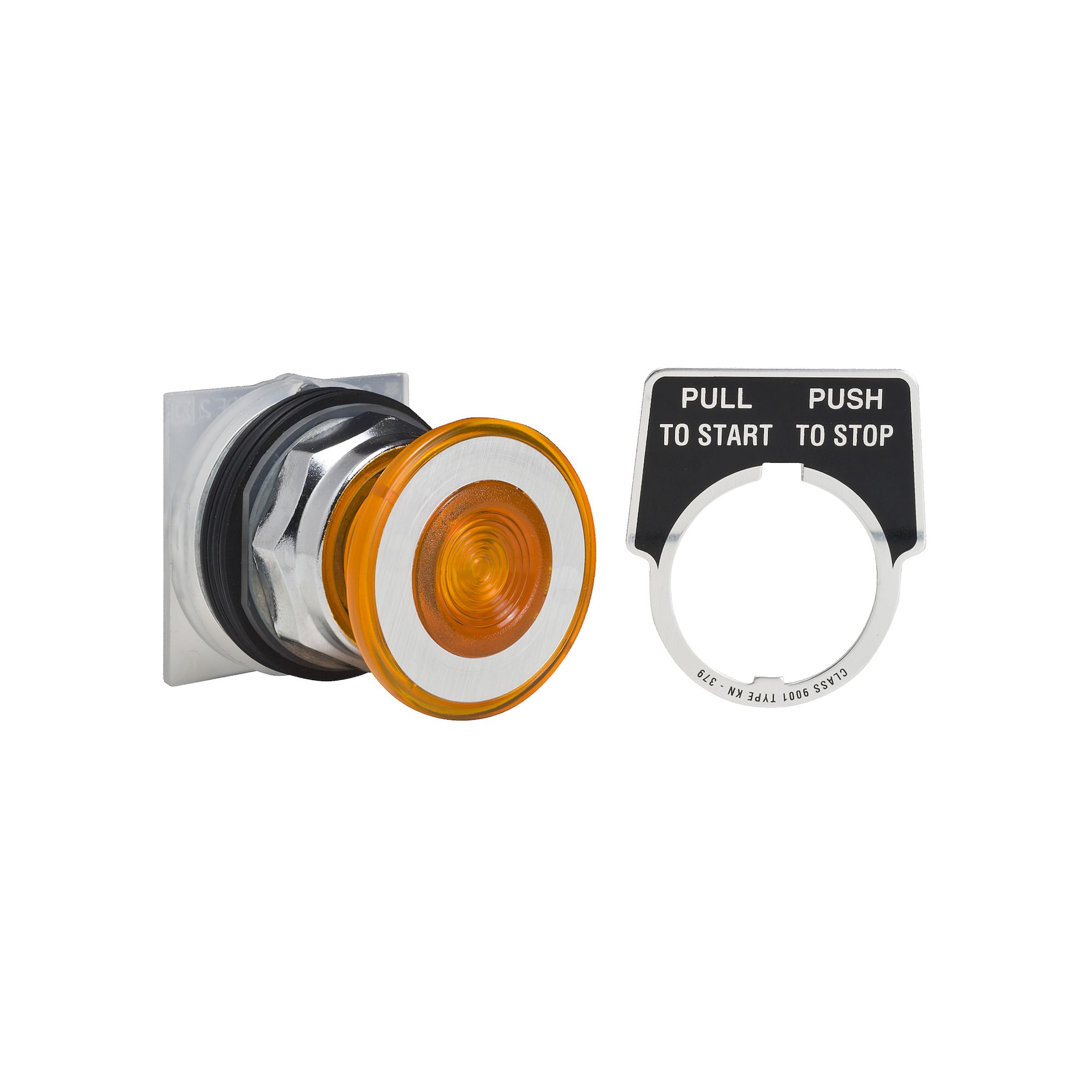 9001KR9P1AH13 Harmony Type K Dusttight/Oiltight/Watertight Heavy Duty Round Unmarked Illuminated Pushbutton, 30 mm, 1CO Contact, Slow Break Contact, Amber