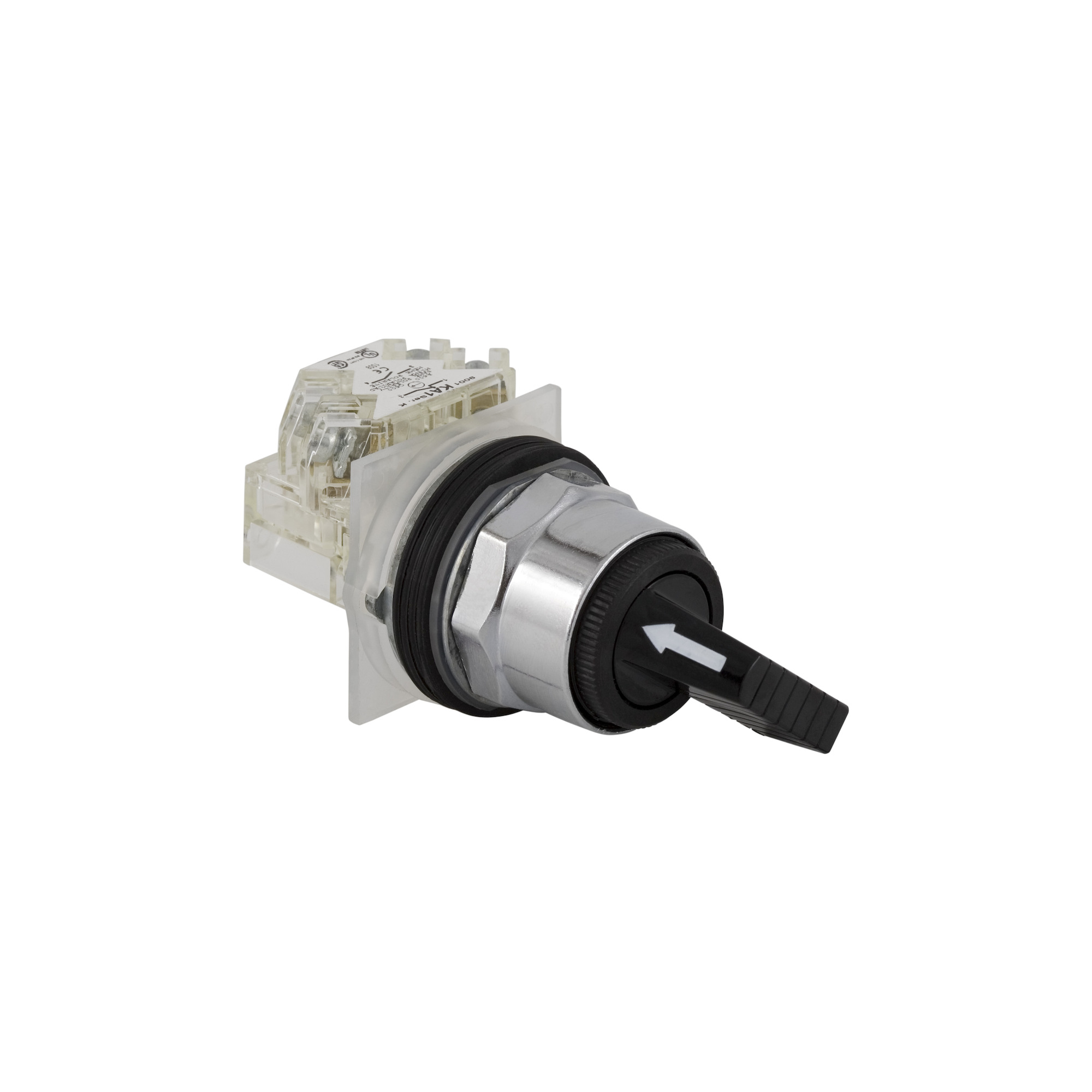 9001KS11FBH1 Harmony Type T-K Dusttight/Oiltight/Watertight Heavy Duty Round Non-Illuminated Selector Switch, 30 mm, 1NO-1NC Contact, Slow Break Contact, Knob Operator, Black
