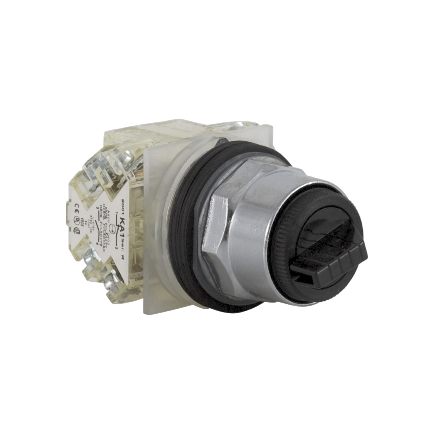 9001KS42BH2 Harmony Type T-K Dusttight/Oiltight/Watertight Heavy Duty Round Non-Illuminated Selector Switch, 30 mm, 2NO-2NC Contact, Slow Break Contact, Knob Operator, Black