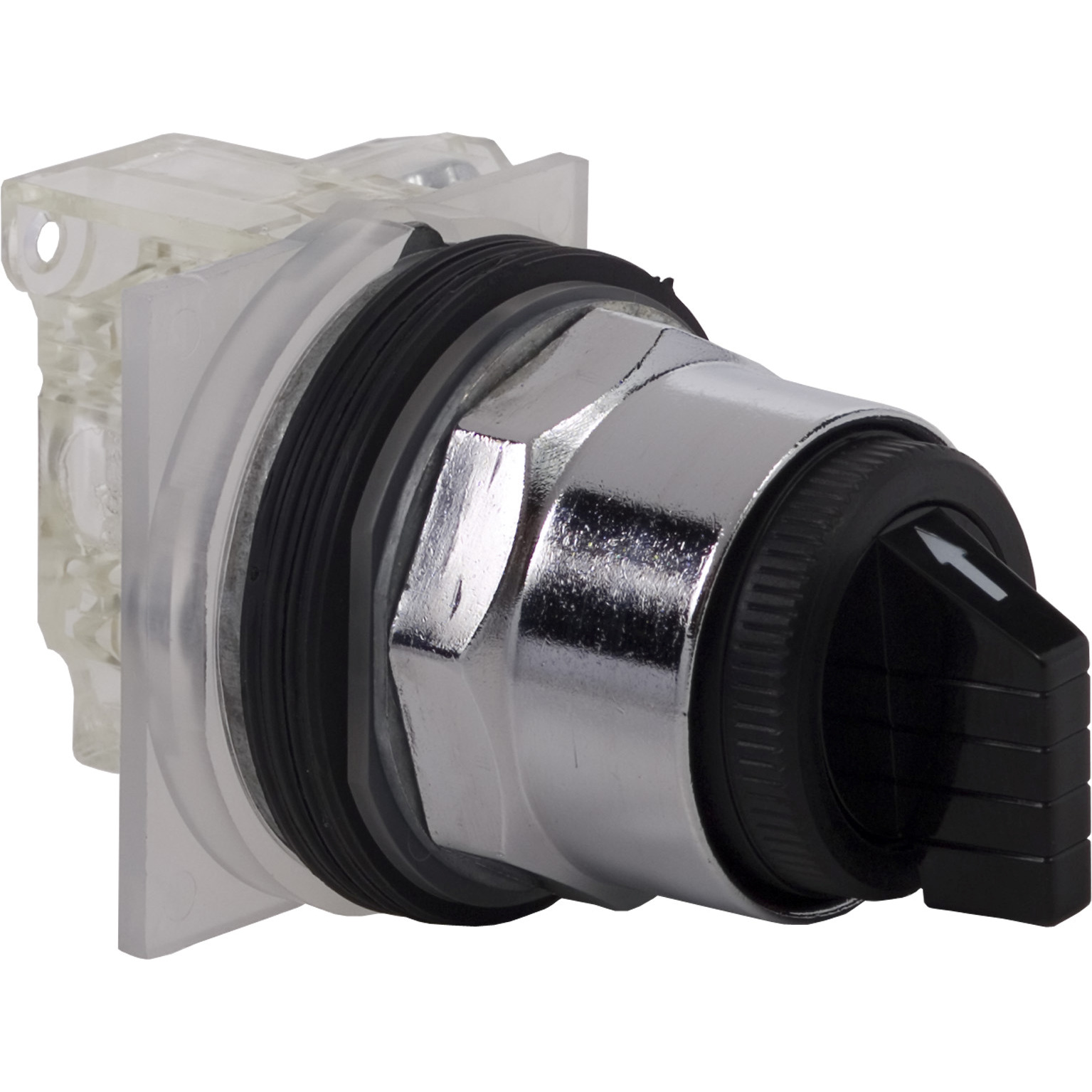 9001KS53BH1 Harmony Type T-K Dusttight Oiltight Watertight Heavy Duty Round Non-Illuminated Selector Switch, 30 mm, 1NO-1NC Contact, Slow Break Contact, Knob Operator, Black