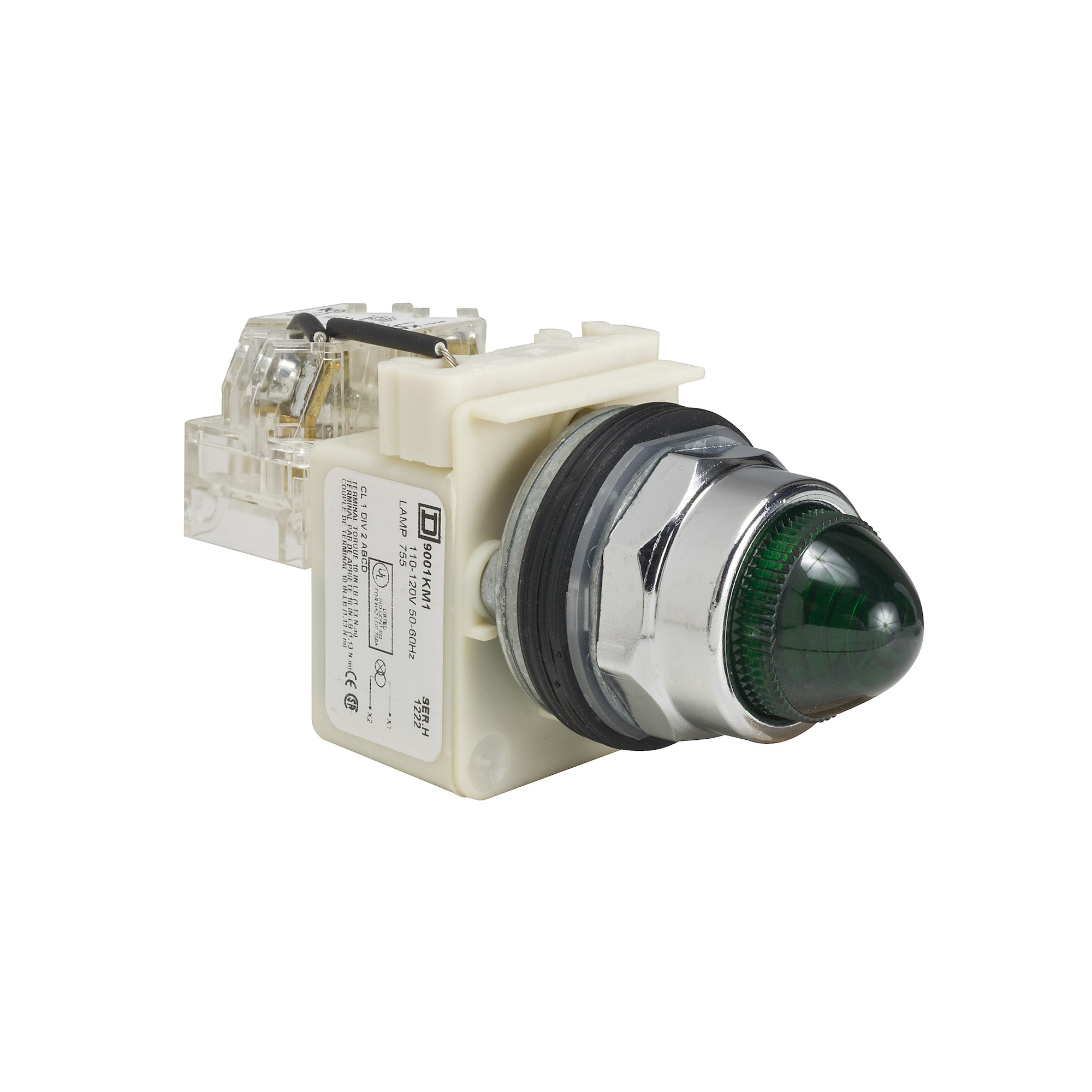 9001KT1G9 Harmony Type K Transformer Pilot Light, 110 to 120 V AC, 2.4 VA, Domed Lens, Panel Mount
