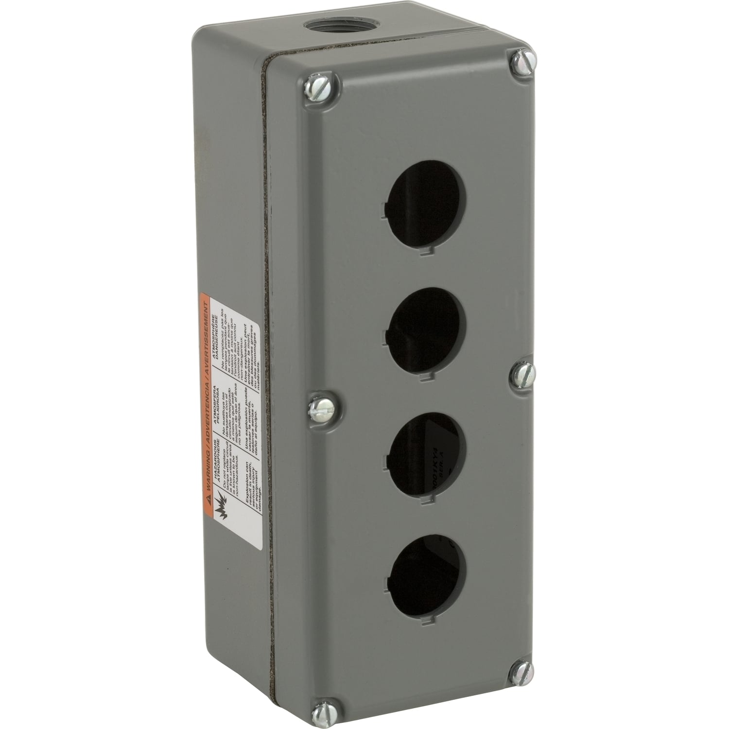 9001KY4 Harmony Empty Control Station Enclosure, 9-1/4 in L x 3.62 in W x 3.53 in D, 4 Outlets, NEMA 1/3/4/6/12/13 NEMA Rating, Aluminum