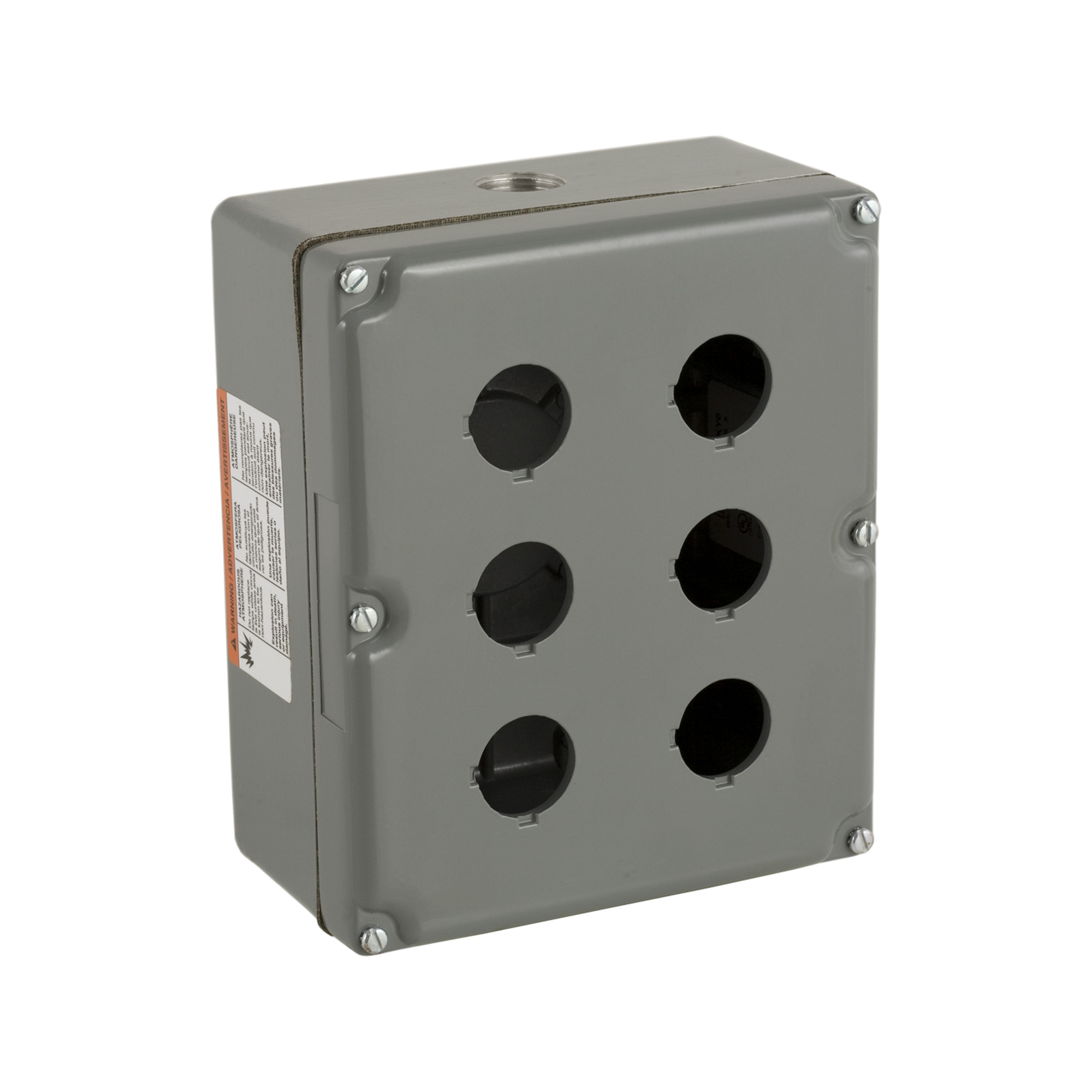9001KY6 Harmony 6-Hole Control Station Enclosure, For Use With Class 9001 Type KY and SKY 30 mm Pushbutton Control Station, NEMA 3/4/13 NEMA Rating, Die Cast Zinc