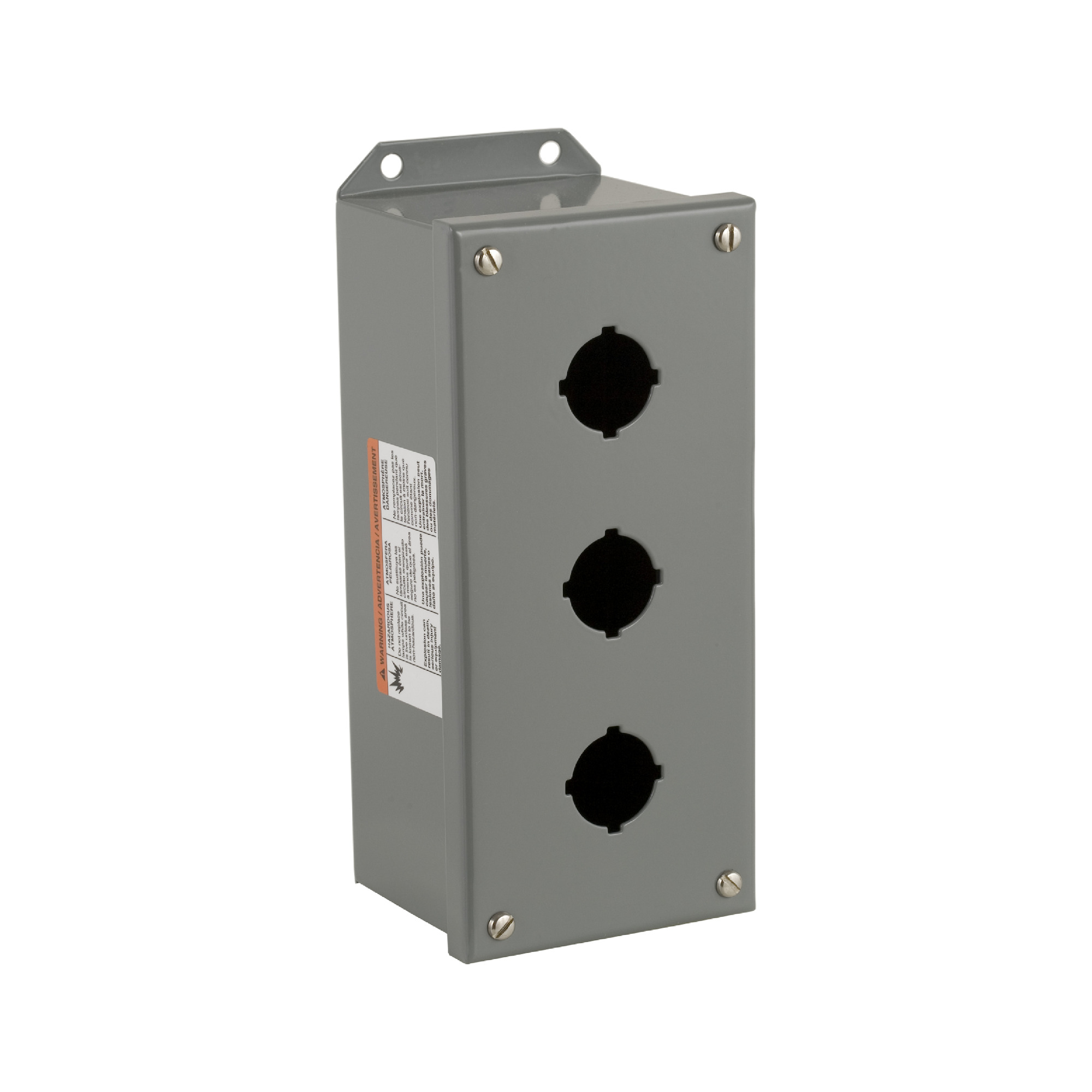 9001KYAF3 Harmony Empty Control Station Enclosure, For Use With Class 9001 Type K/SK and KS Pushbutton Control Station, NEMA 3/13 NEMA Rating, Sheet Steel, Gray