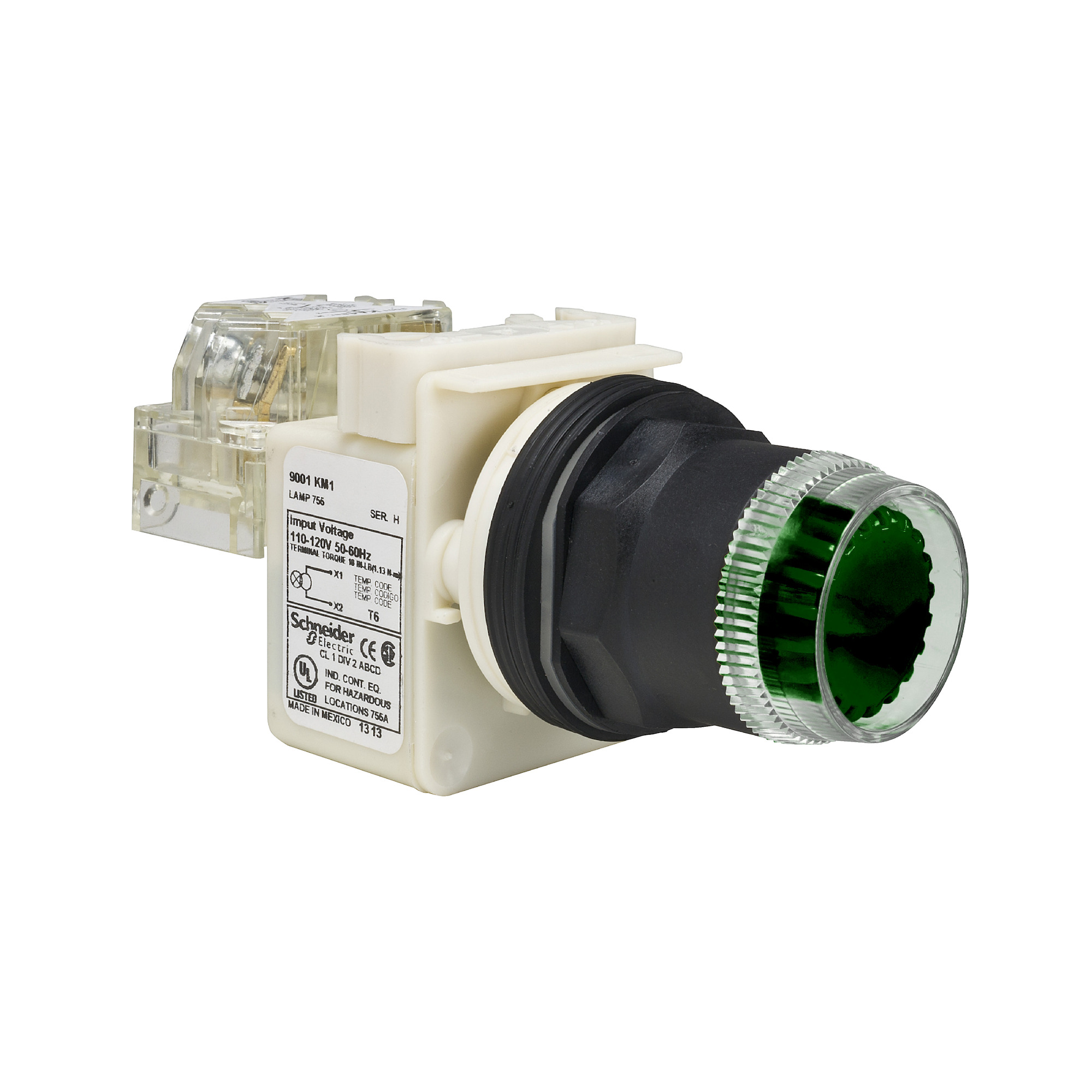 9001SK2L1G Harmony Illuminated Pushbutton Operator, 30 mm, Momentary Contact, Black