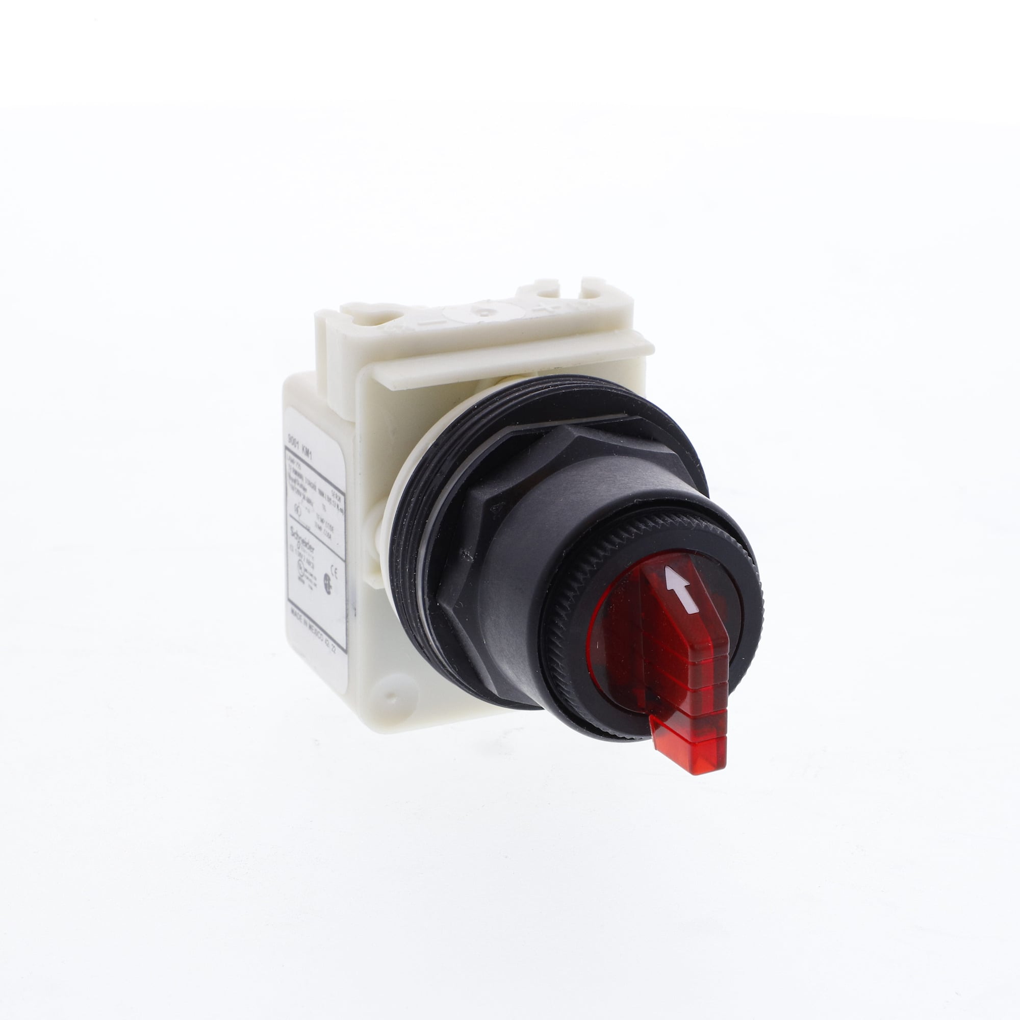 9001SK43J1R Harmony Type SK Corrosion-Resistant Dusttight/Oiltight/Watertight Heavy Duty Transformer Illuminated Selector Switch Operator, 30 mm, Projecting Operator, 3 Positions, Black