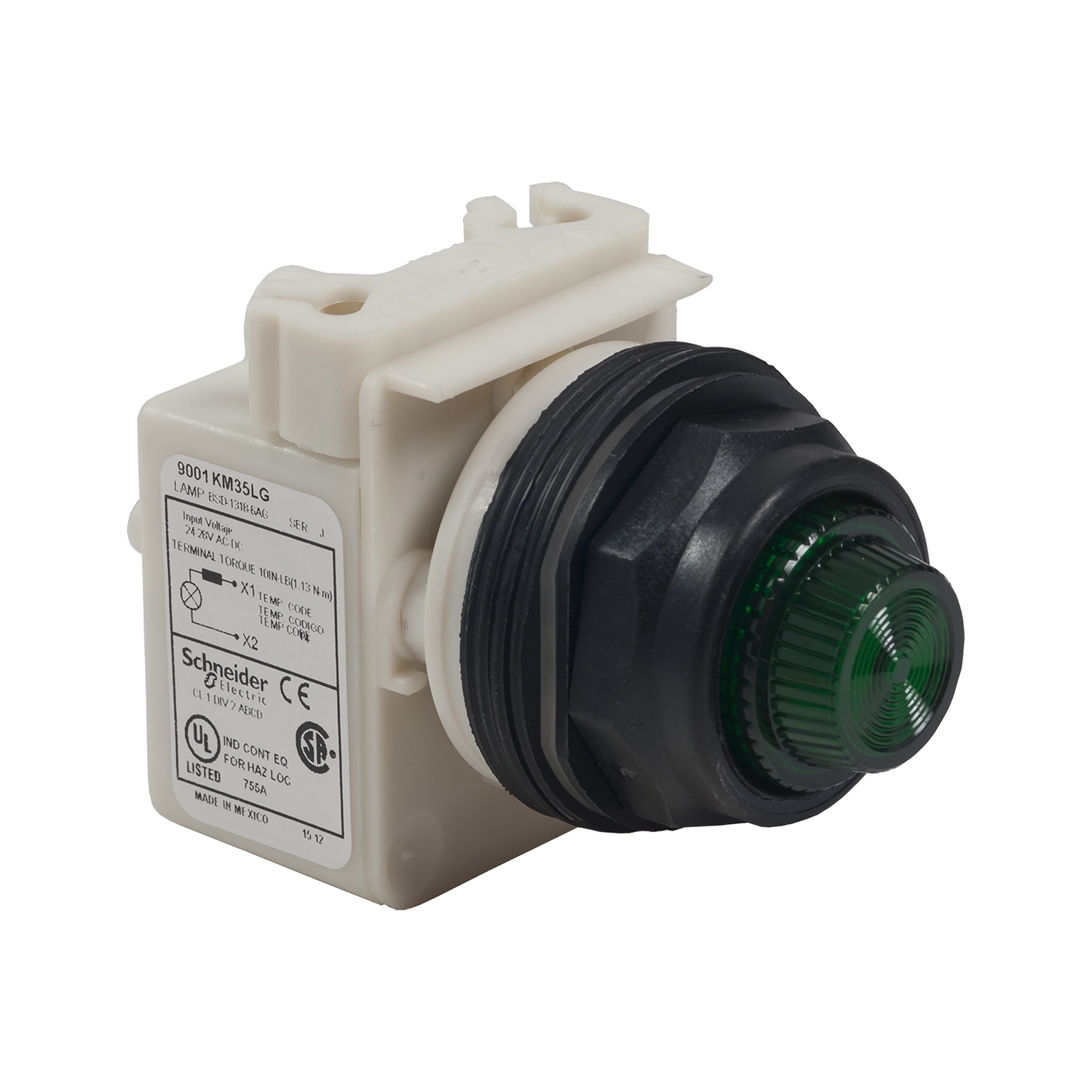 9001SKP1LRR31 Harmony Type SK Standard Pilot Light, 110 to 120 V AC, Fresnel Lens, Panel Mount