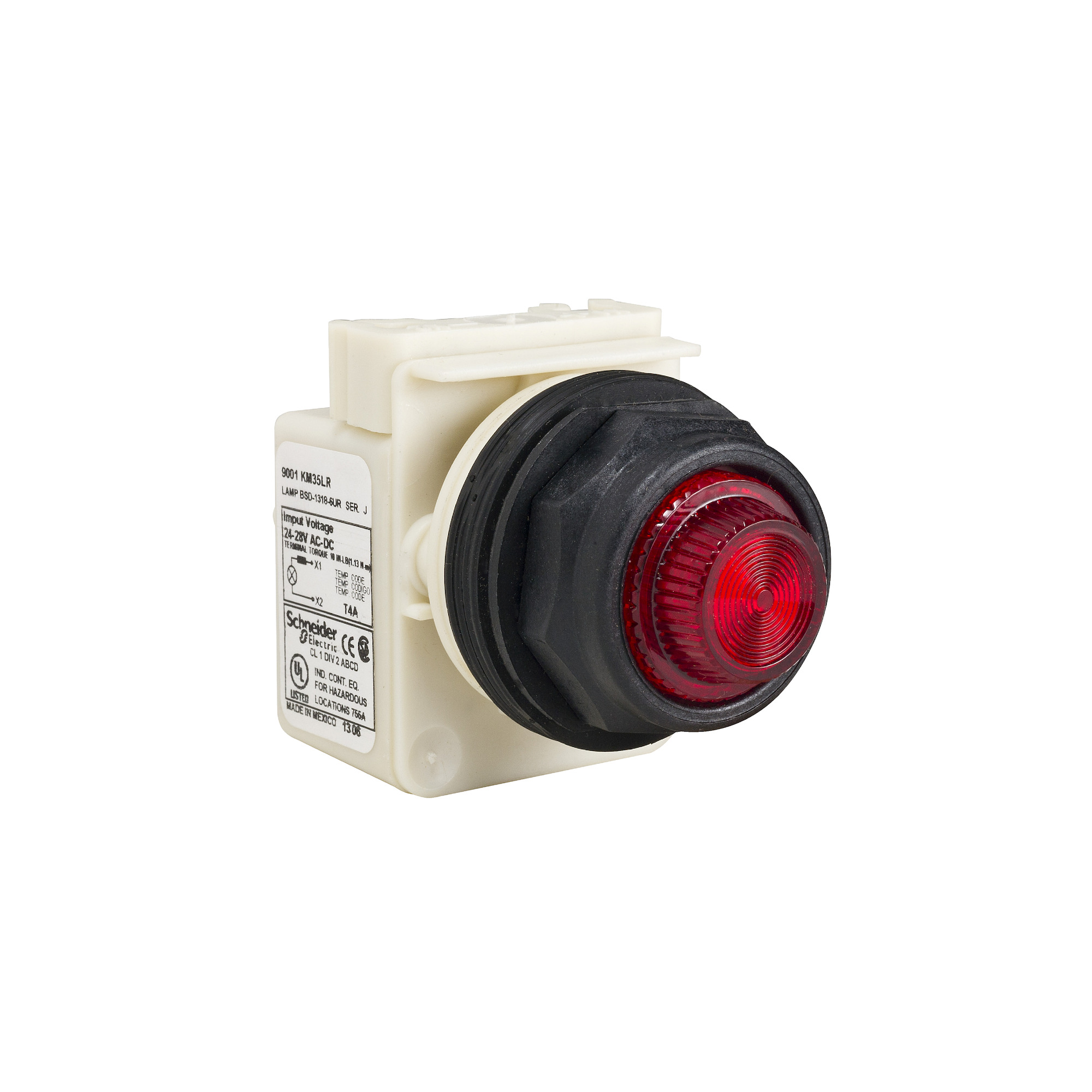 9001SKP3LRR31 Harmony Type SK Corrosion-Resistant Standard Pilot Light, 208 to 220 V AC, Fresnel Lens, Panel Mount