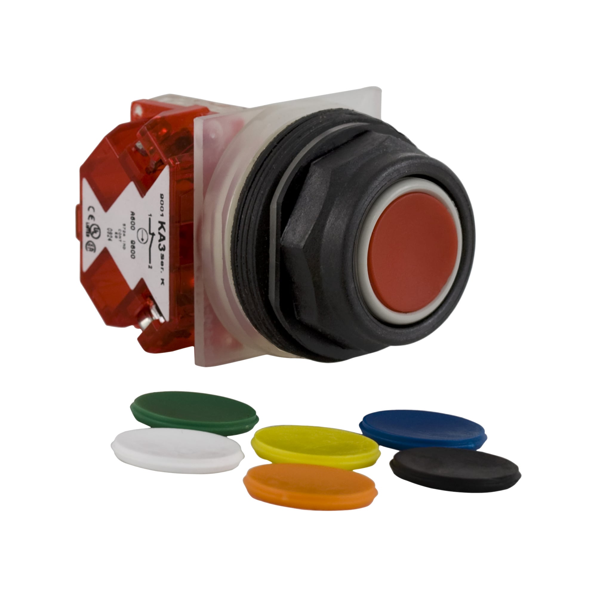 9001SKR1UH6 Harmony Type SK Corrosion-Resistant Dusttight/Oiltight/Watertight Mechanically Interlocked Non-Illuminated Pushbutton With Full Guard, 30 mm, 1NC Contact, Slow Break Contact