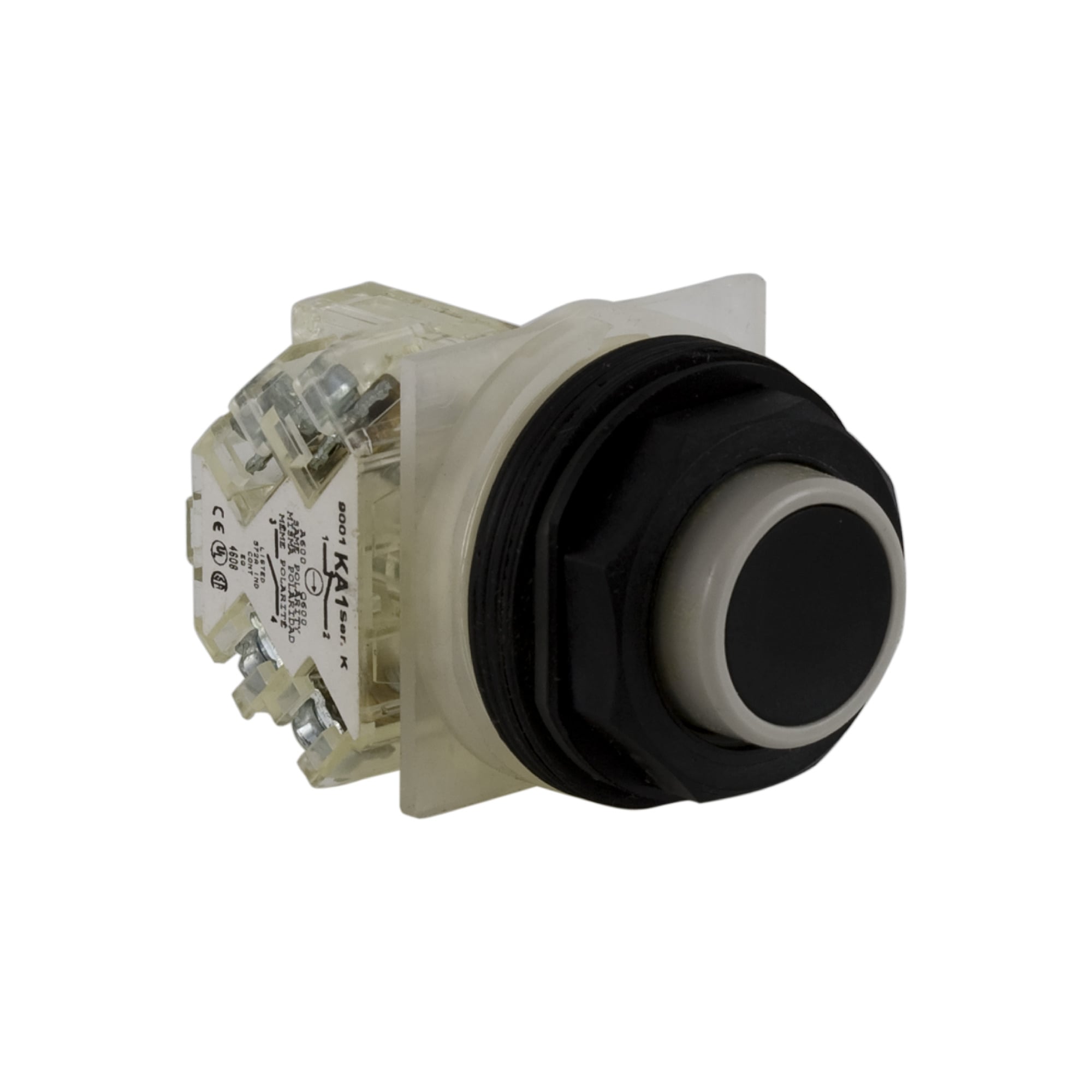 9001SKR3BH13 Harmony Type SK Corrosion-Resistant Dusttight/Oiltight/Watertight Mechanically Interlocked Non-Illuminated Pushbutton, 30 mm, 1NO-1NC Contact, Slow Break Contact, Black